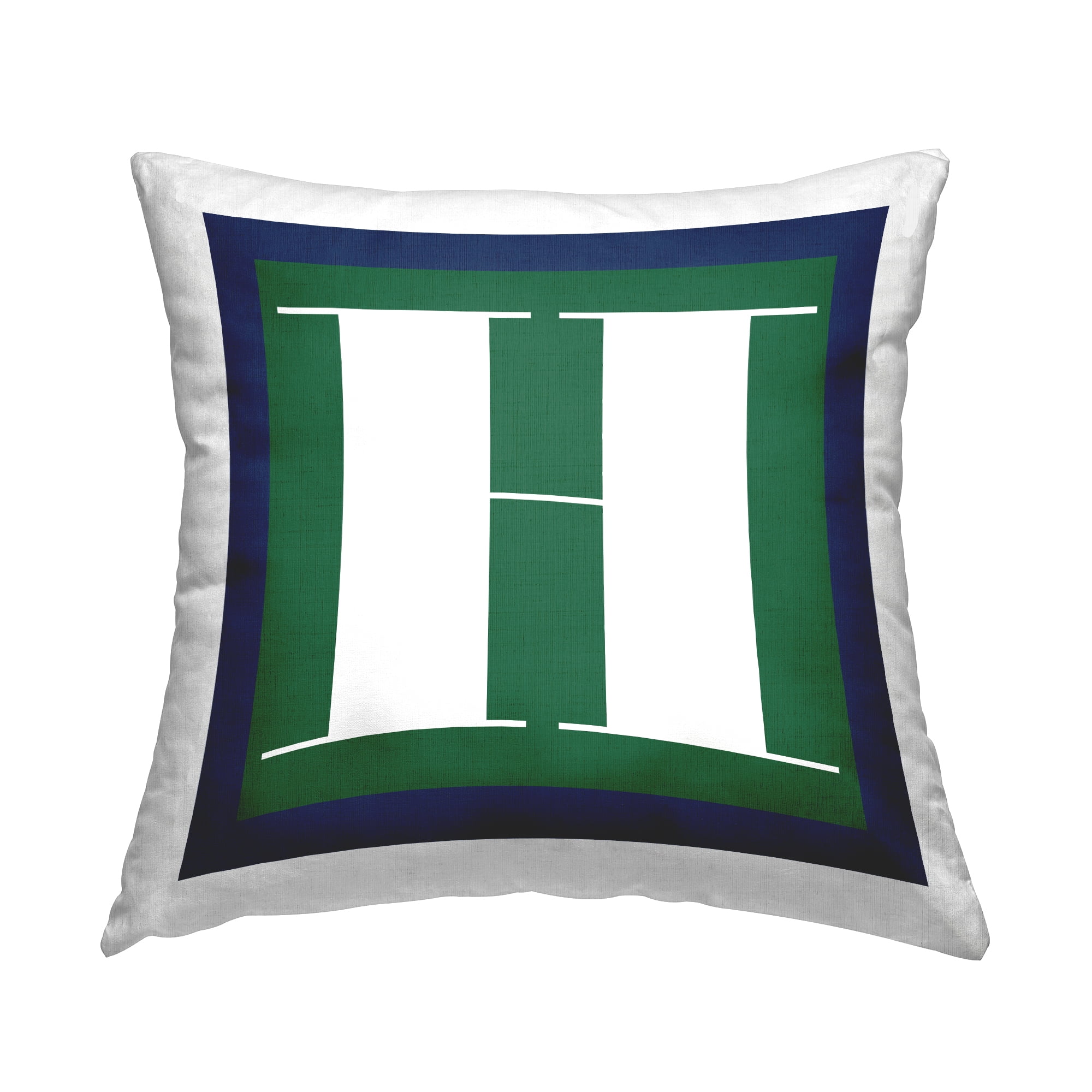 Stupell Industries Bold Green Letter H Square Decorative Printed Throw Pillow, 18 x 18