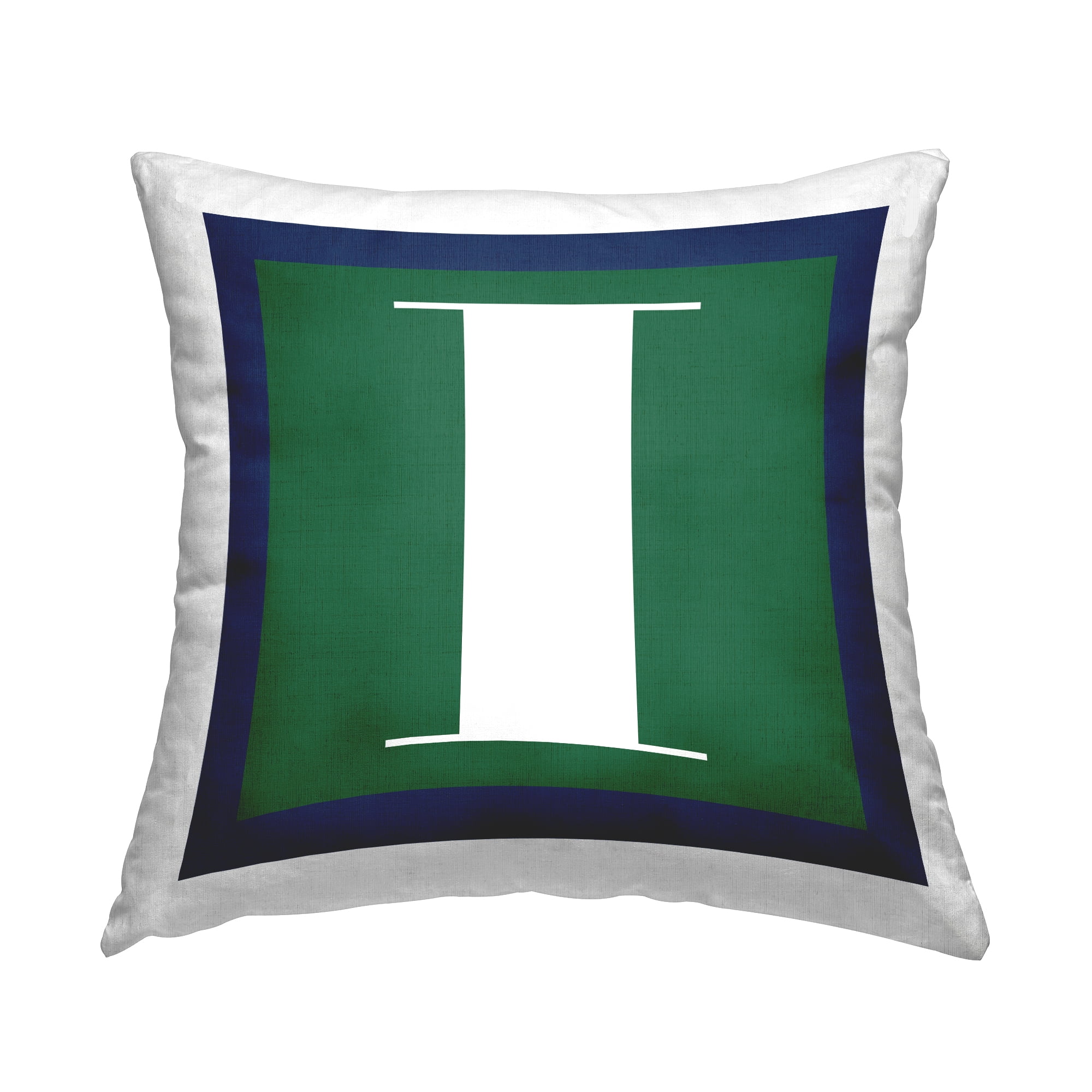 Stupell Industries Bold Green Letter I Square Decorative Printed Throw Pillow, 18 x 18