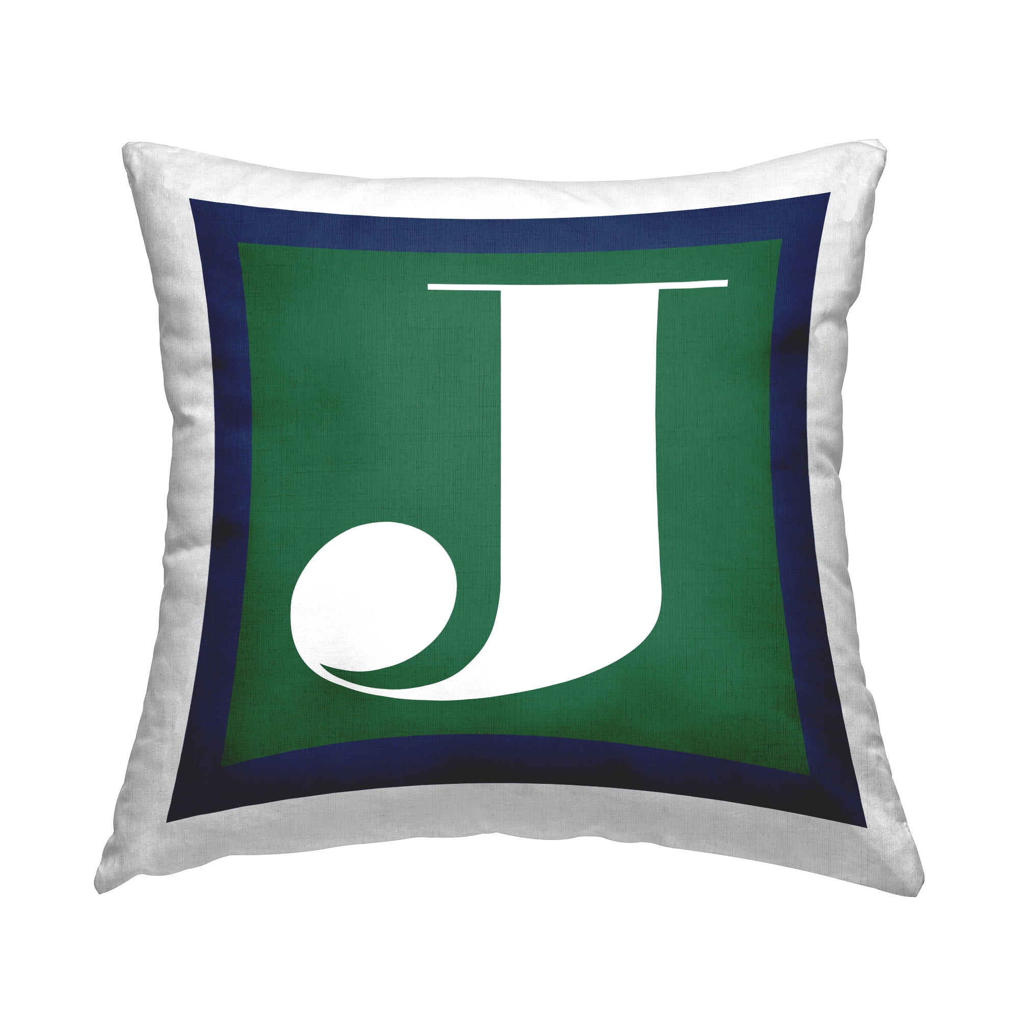 Stupell Industries Bold Green Letter J Square Decorative Printed Throw Pillow, 18 x 18