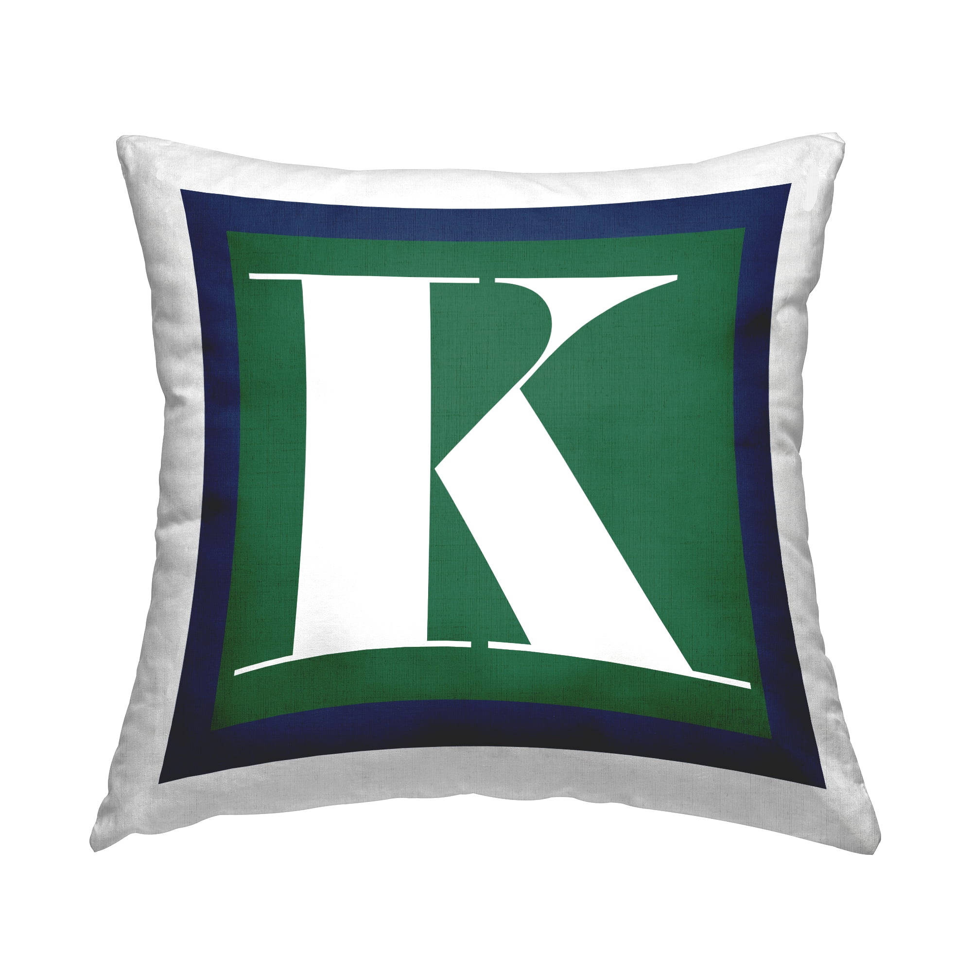Stupell Industries Bold Green Letter K Square Decorative Printed Throw Pillow, 18 x 18