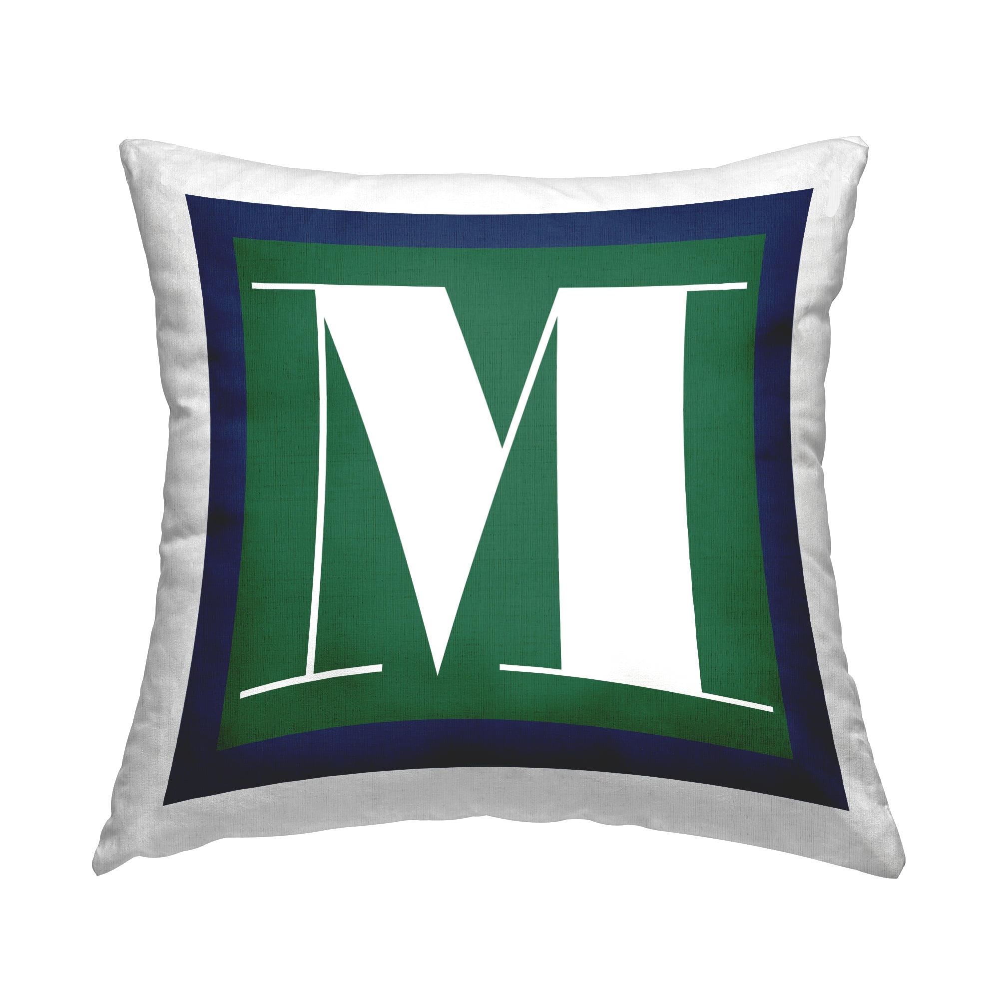 Stupell Industries Bold Green Letter M Square Decorative Printed Throw Pillow, 18 x 18