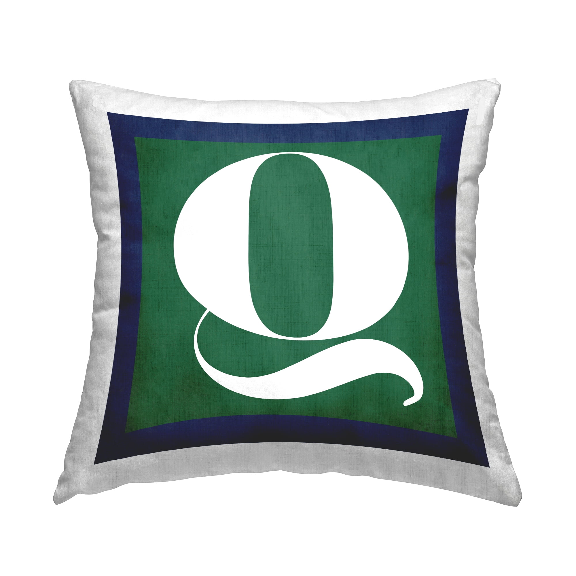 Stupell Industries Bold Green Letter Q Square Decorative Printed Throw Pillow, 18 x 18