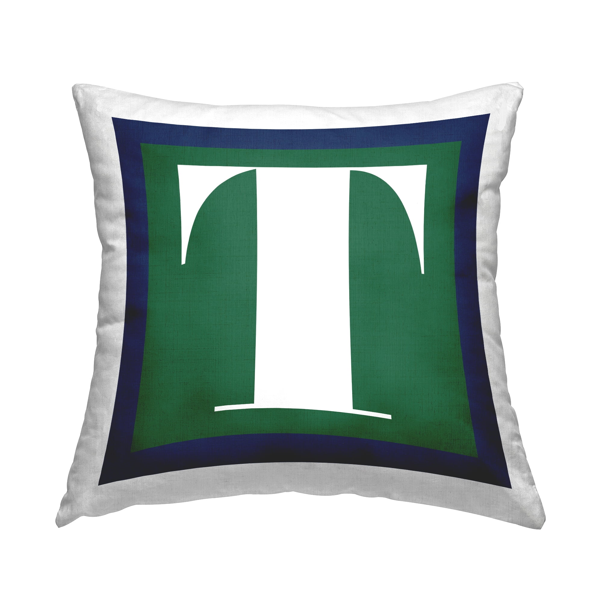 Stupell Industries Bold Green Letter T Square Decorative Printed Throw Pillow, 18 x 18