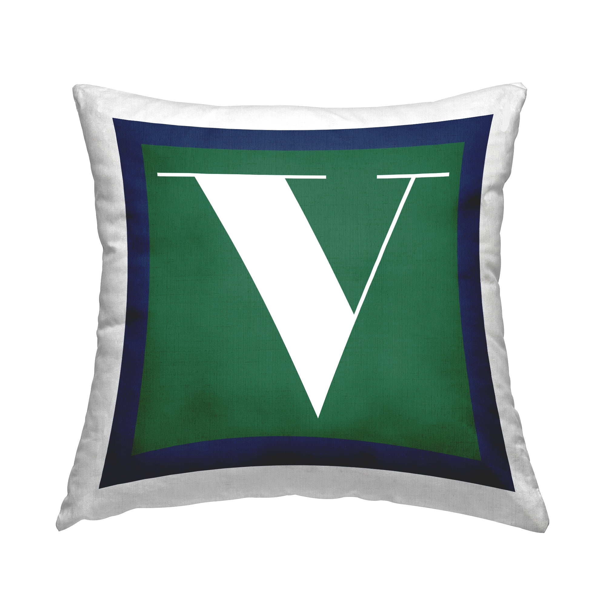 Stupell Industries Bold Green Letter V Square Decorative Printed Throw Pillow, 18 x 18
