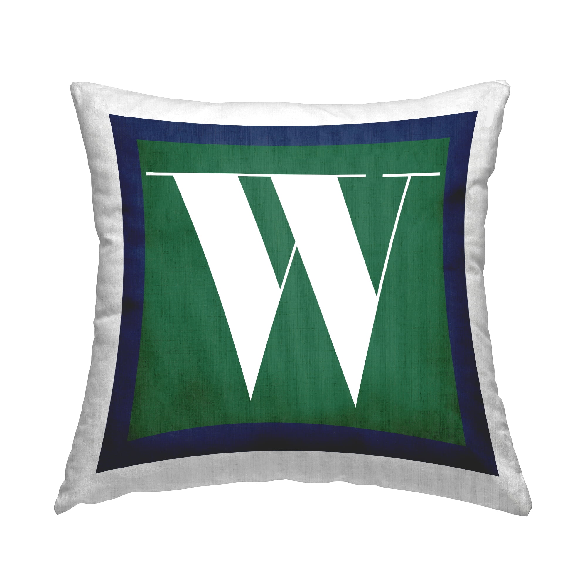 Stupell Industries Bold Green Letter W Square Decorative Printed Throw Pillow, 18 x 18