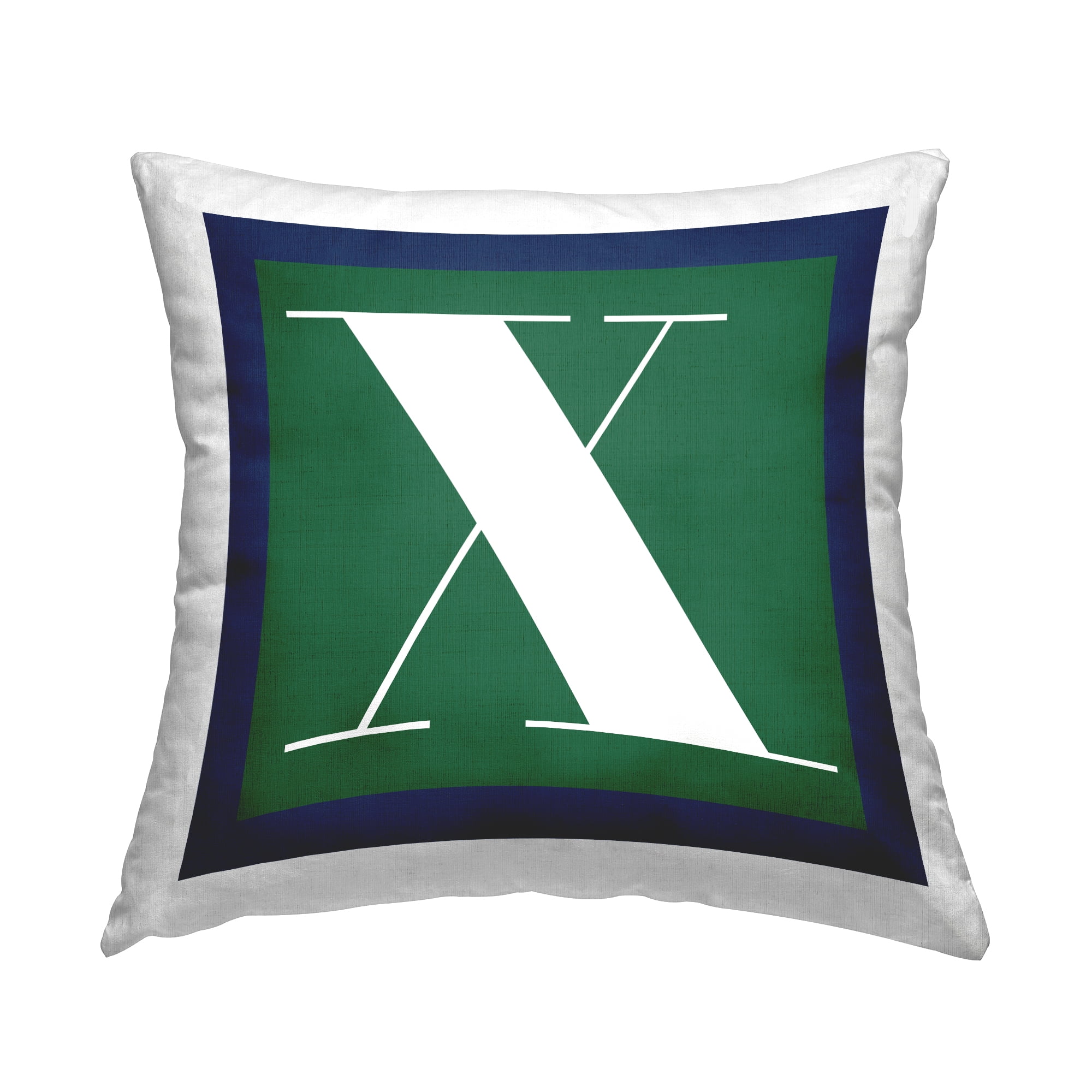 Stupell Industries Bold Green Letter X Square Decorative Printed Throw Pillow, 18 x 18