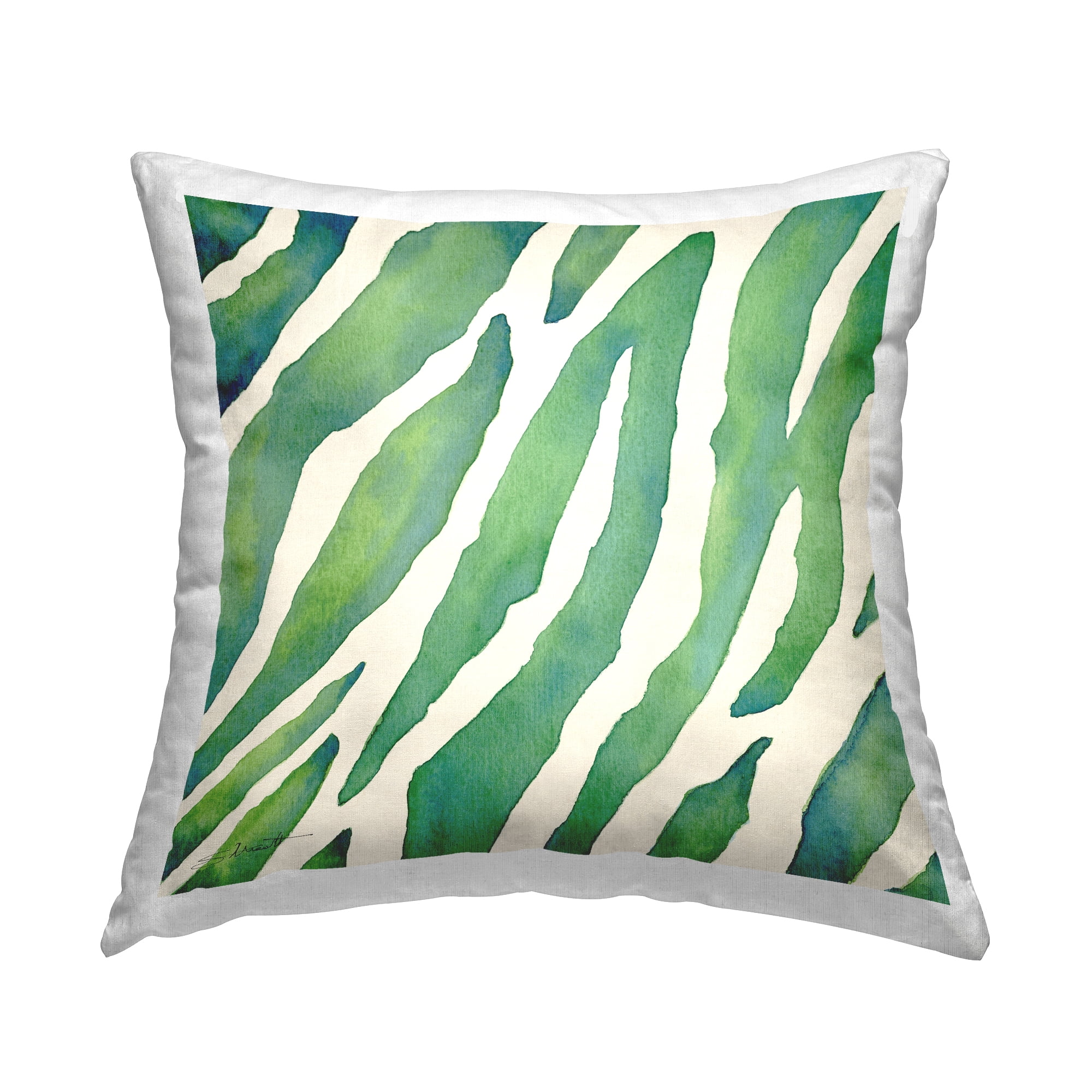 Stupell Industries Bold Green Zebra Pattern Printed Throw Pillow Design by Stephanie Workman Marrott