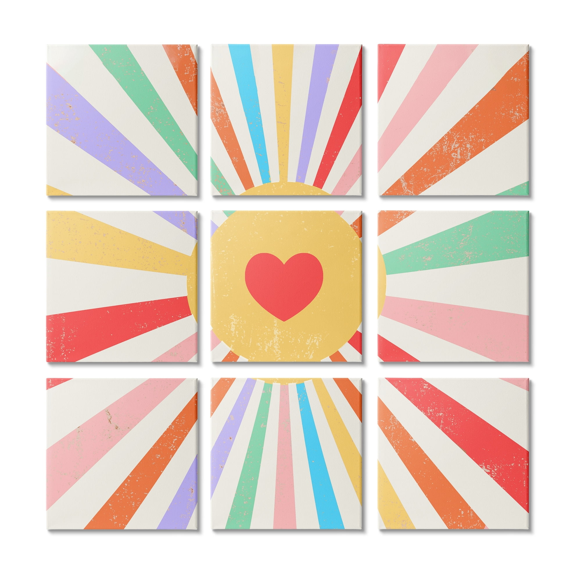 Stupell Industries Bold Heart Sun Kids Abstract Striped Ray Pattern, 12 x 12, Design by Daphne Polselli