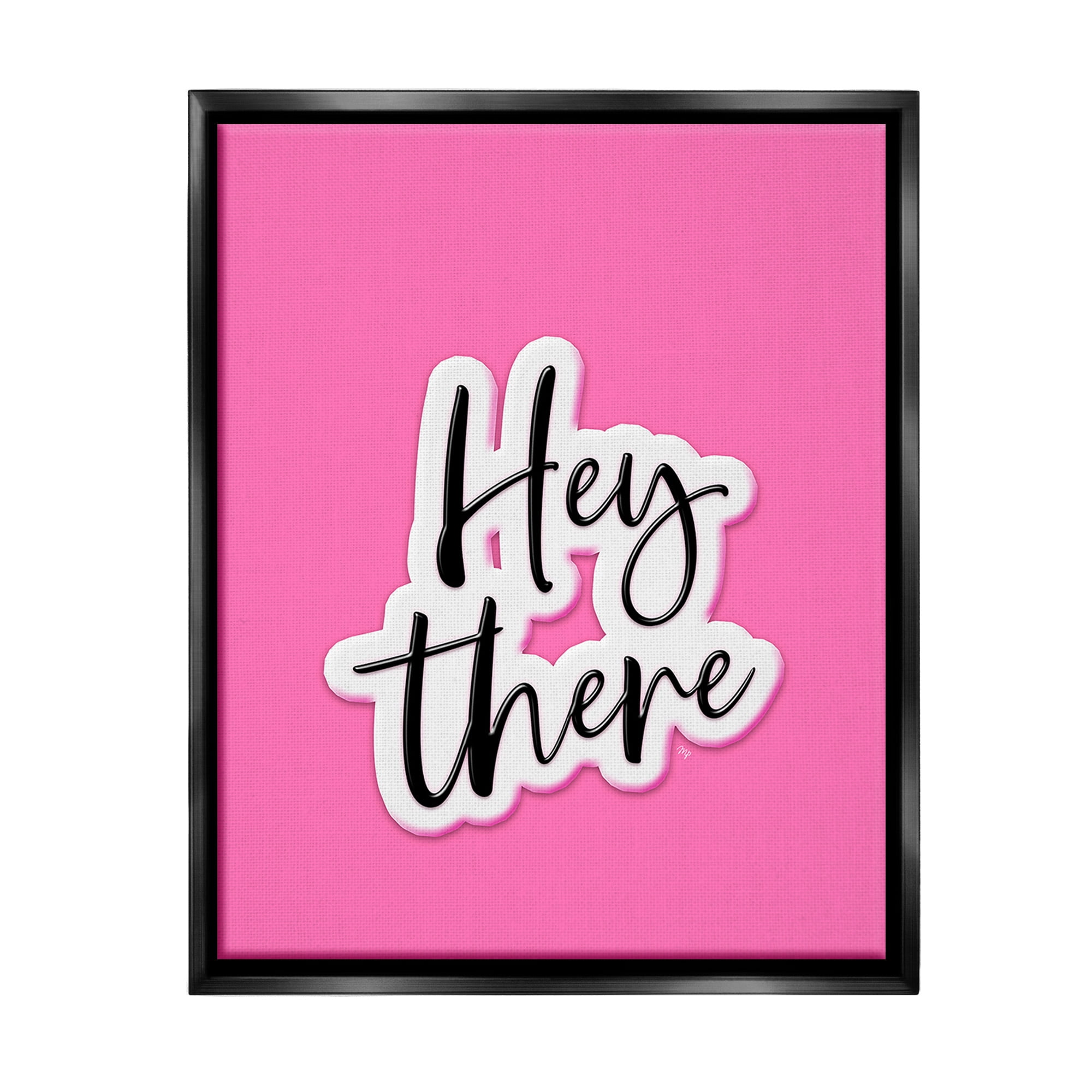 Stupell Industries Bold Hey There Beauty & Fashion Painting Black Floater Framed Canvas Art Print Wall Art, 17 x 21