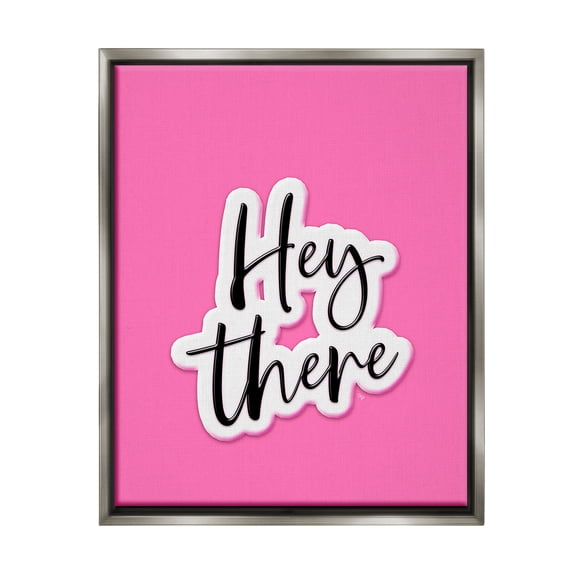 Stupell Industries Bold Hey There Beauty & Fashion Painting Gray Floater Framed Canvas Art Print Wall Art, 17 x 21