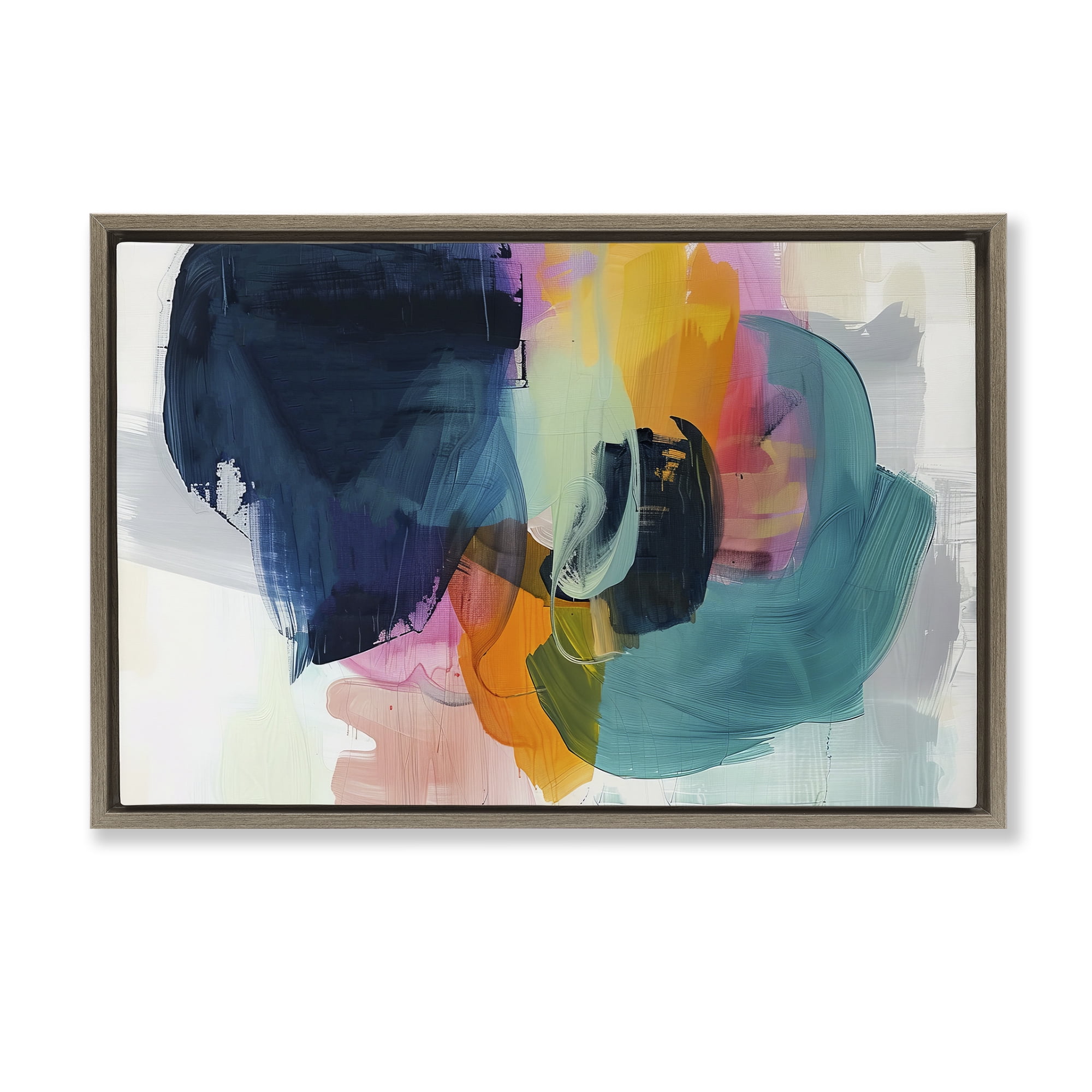 Stupell Industries Bold Hue Paint Strokes Abstract Painting Brown Floater Framed Canvas Art Print Wall Art, 25 x 17