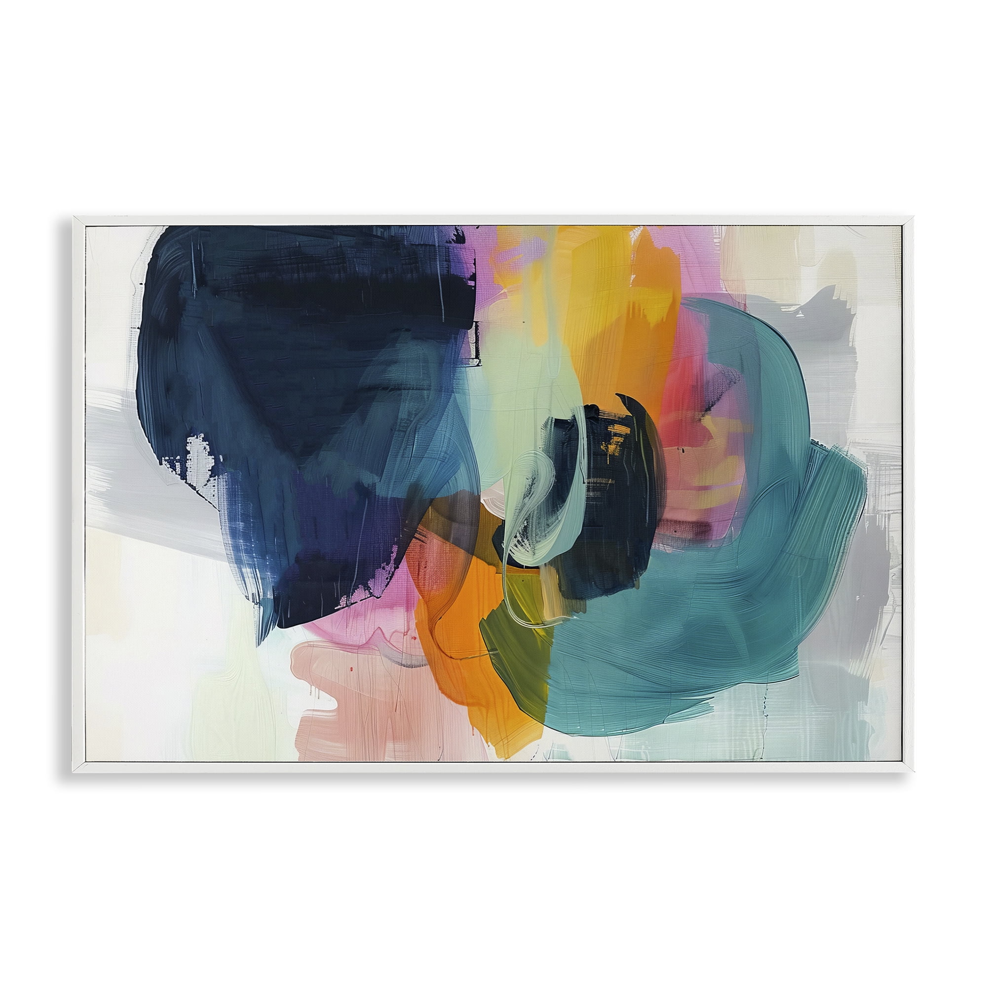 Stupell Industries Bold Hue Paint Strokes Abstract Painting White Framed Art Print Wall Art, 24 x 16