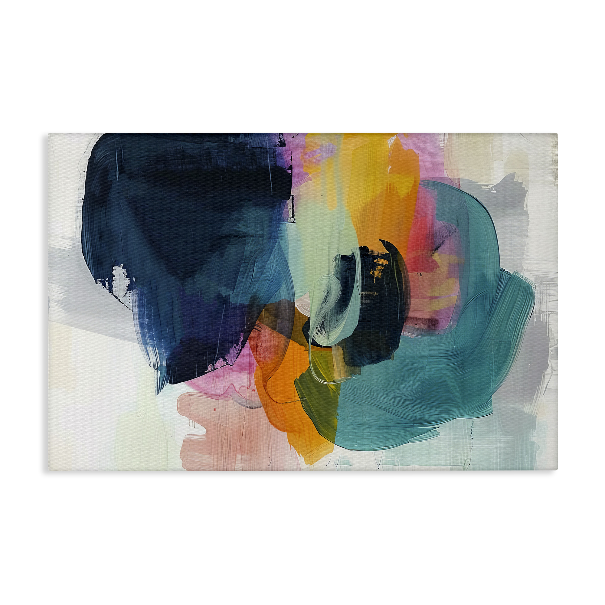 Stupell Industries Bold Hue Paint Strokes Abstract Painting Wrapped Canvas Art Print Wall Art, 36 x 24