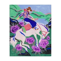 Stupell Industries Bold Hued Cowboy & Horse Animals Painting Wrapped Canvas Art Print Wall Art, 16 x 20