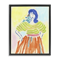 Stupell Industries Bold Hued Fashion People Painting Black Floater Framed Canvas Art Print Wall Art, 17 x 21