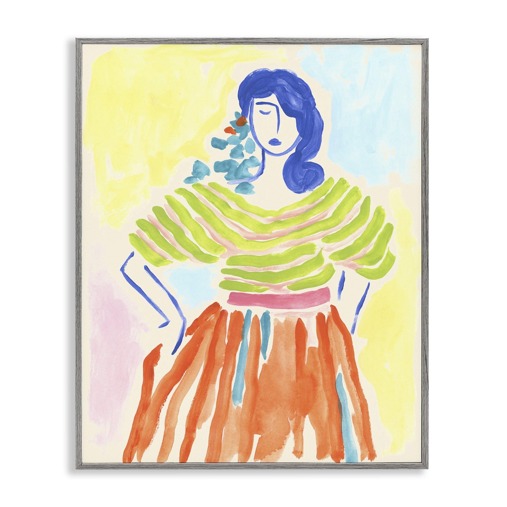 Stupell Industries Bold Hued Fashion People Painting Gray Framed Art Print Wall Art, 11 x 14