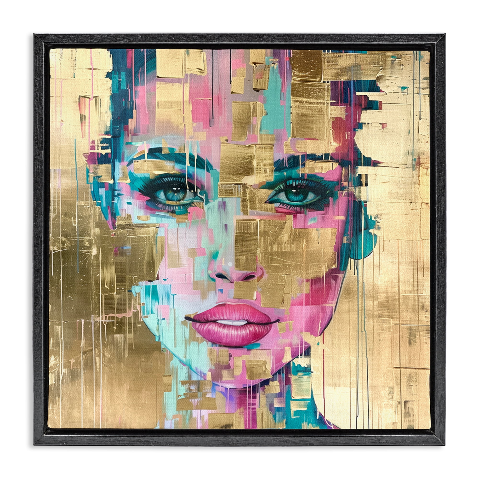 Stupell Industries Bold Hued Radiance People Painting Black Floater Framed Canvas Art Print Wall Art, 25 x 25