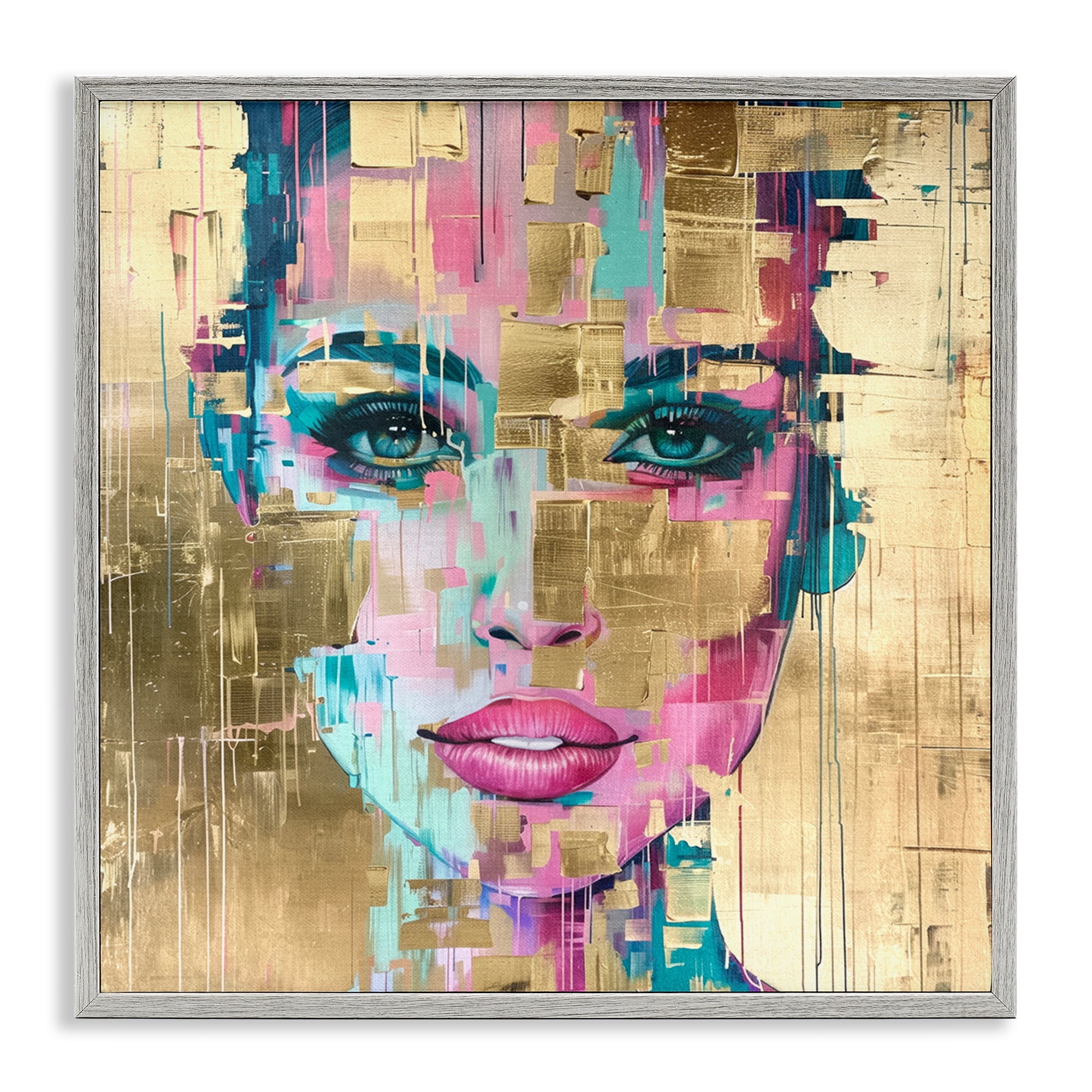 Stupell Industries Bold Hued Radiance People Painting Gray Framed Art Print Wall Art, 17 x 17