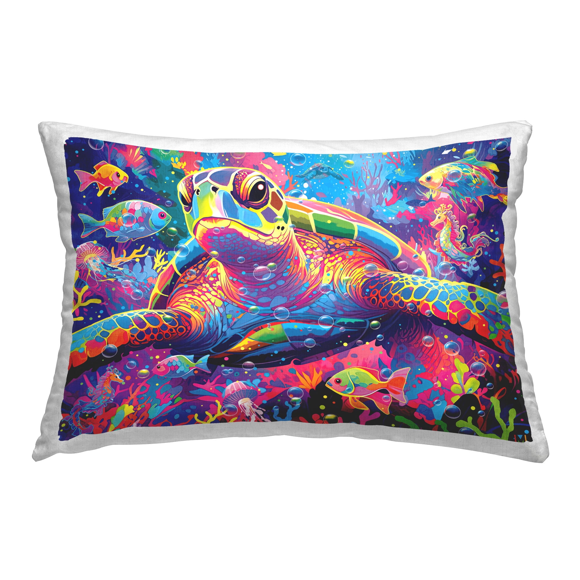 Stupell Industries Bold Hued Tortoise Decorative Printed Throw Pillow Design by Michael David Ward