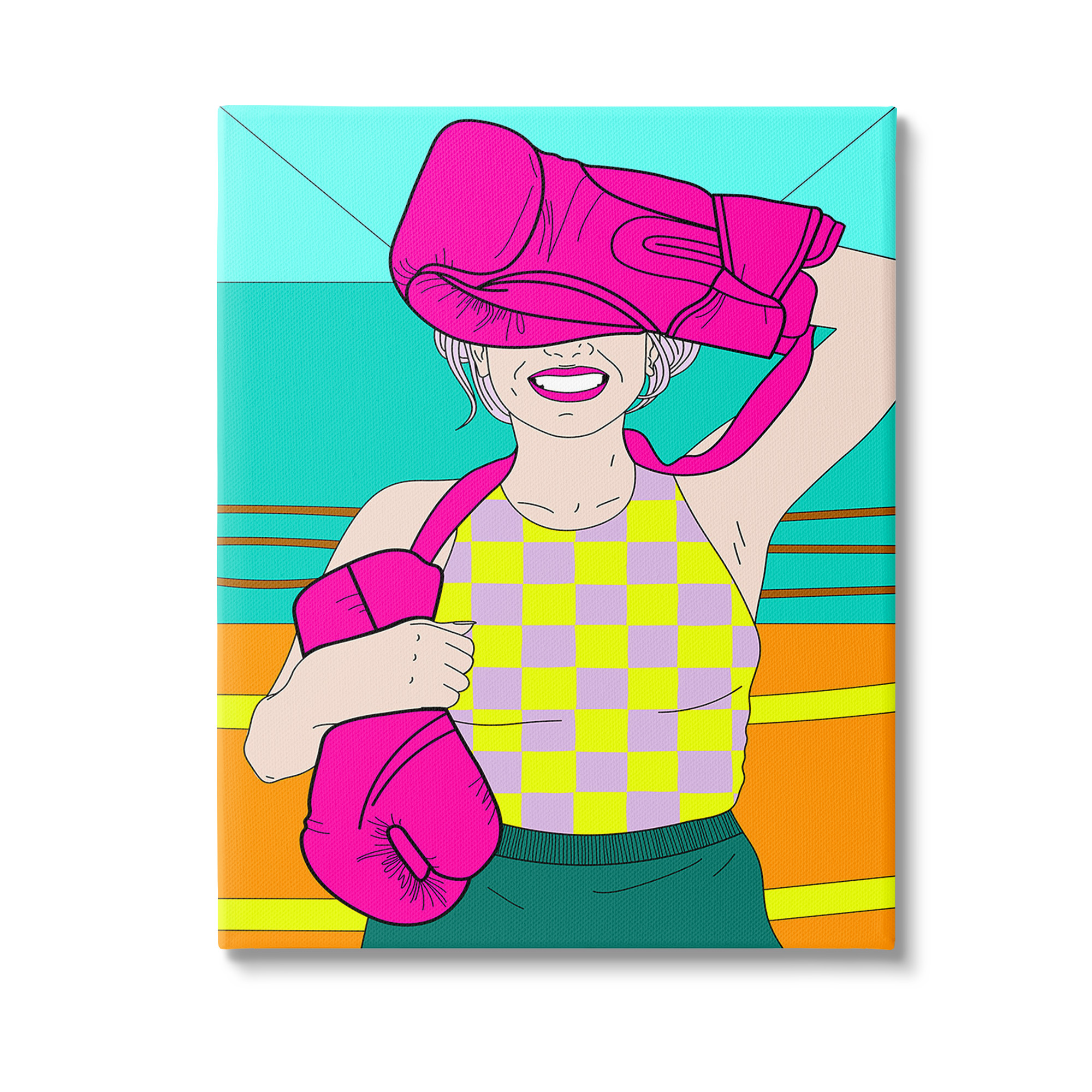 Stupell Industries Bold Kickboxing Woman Sports Painting Gallery Wrapped Canvas Art Print Wall Art, 16 x 20