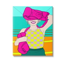 Stupell Industries Bold Kickboxing Woman Sports Painting Gallery Wrapped Canvas Art Print Wall Art, 16 x 20