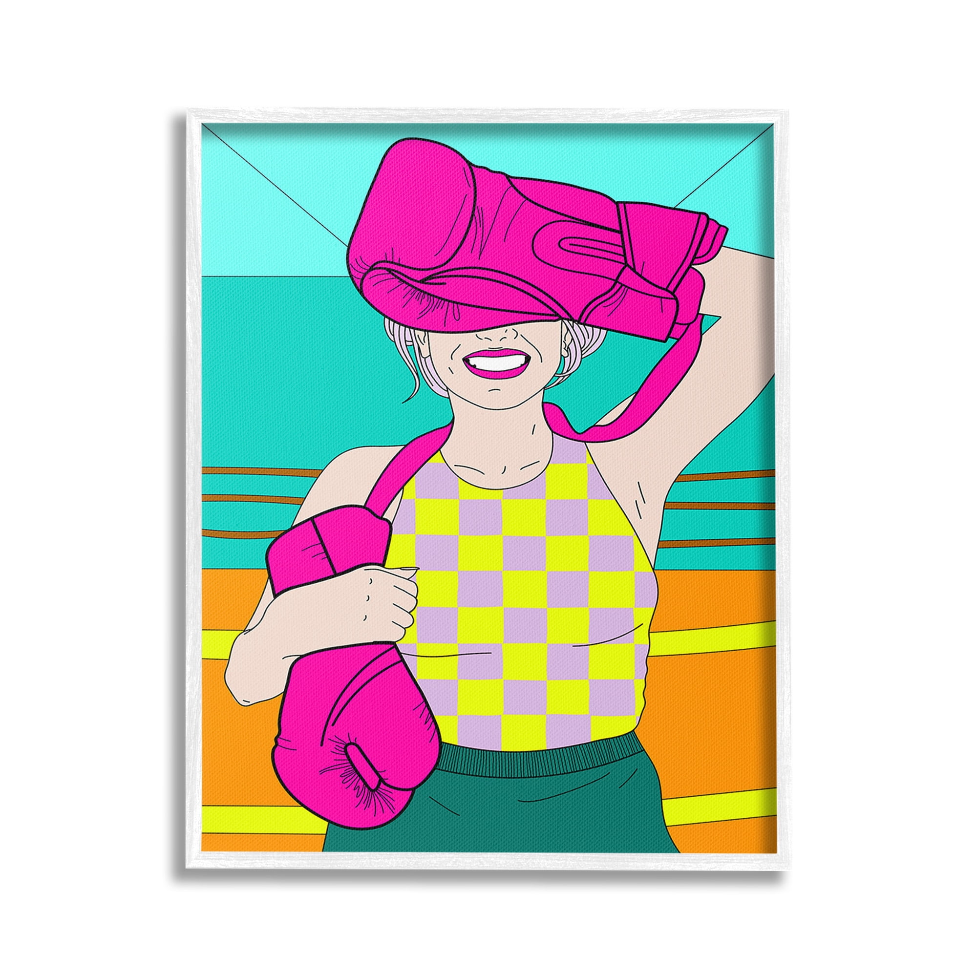 Stupell Industries Bold Kickboxing Woman Sports Painting White Framed Art Print Wall Art, 16 x 20