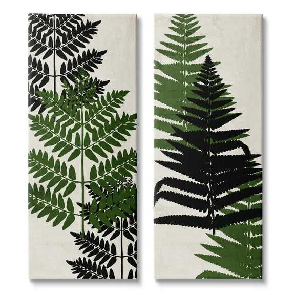 Stupell Industries Bold Layered Fern Leaves Modern Botanical Sprigs Graphic Art Gallery Wrapped Canvas Print Wall Art, Set of 2, Design by Kim Allen