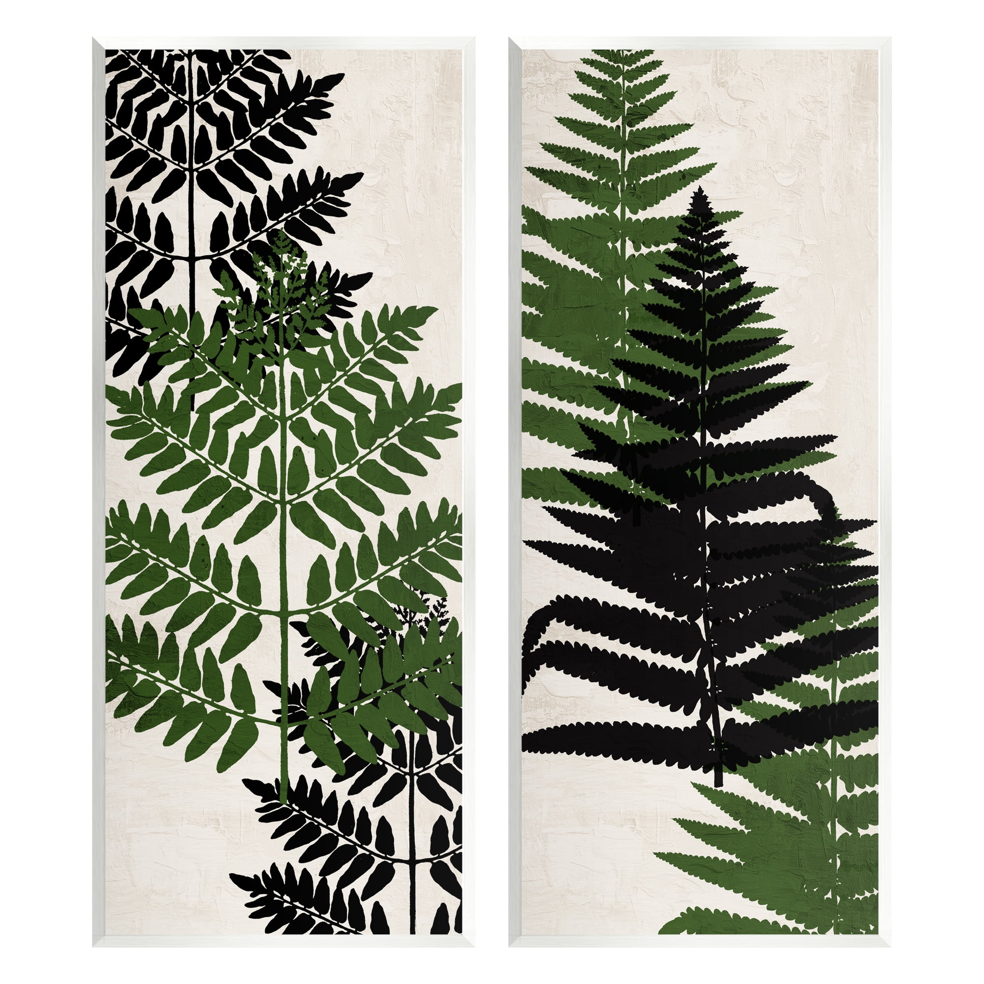 Stupell Industries Bold Layered Fern Leaves Modern Botanical Sprigs Graphic Art Unframed Art Print Wall Art, Set of 2, Design by Kim Allen