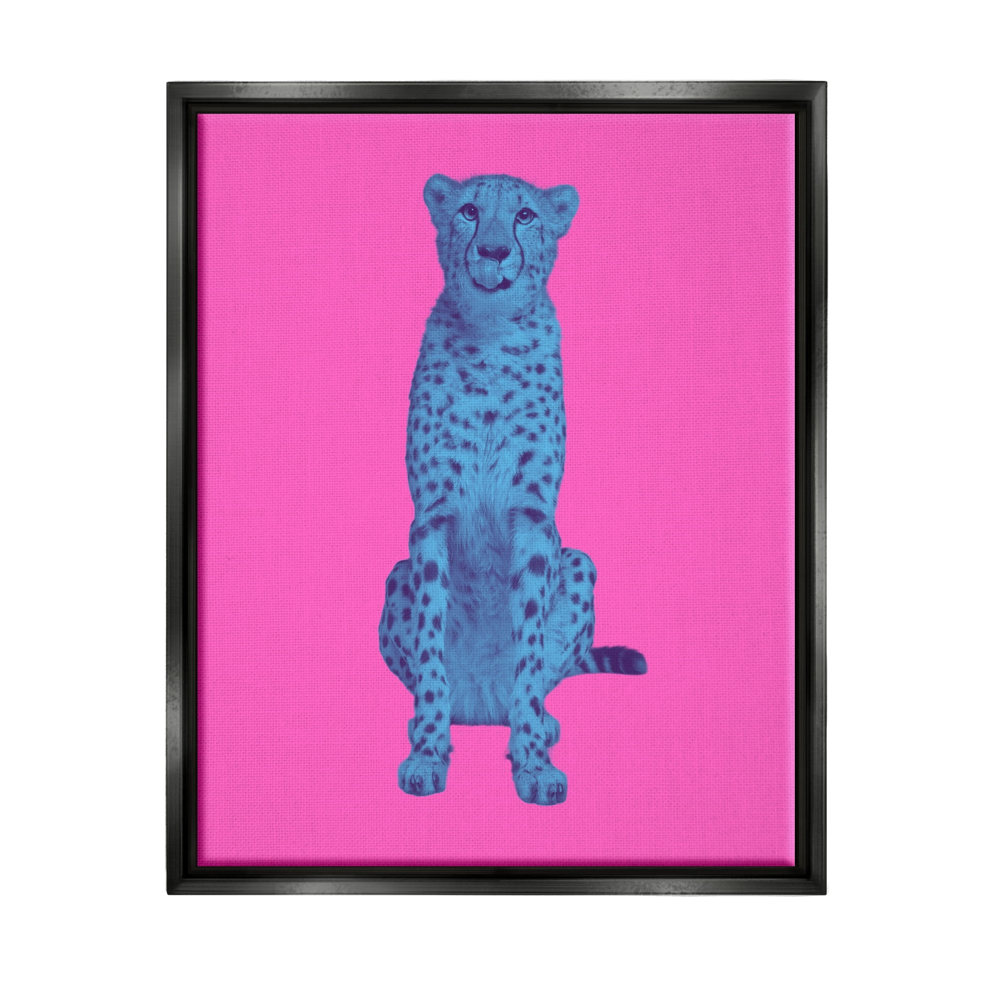 Stupell Industries Bold Leopard on Pink Animals & Insects Painting Black Floater Framed Canvas Art Print Wall Art, 17 x 21