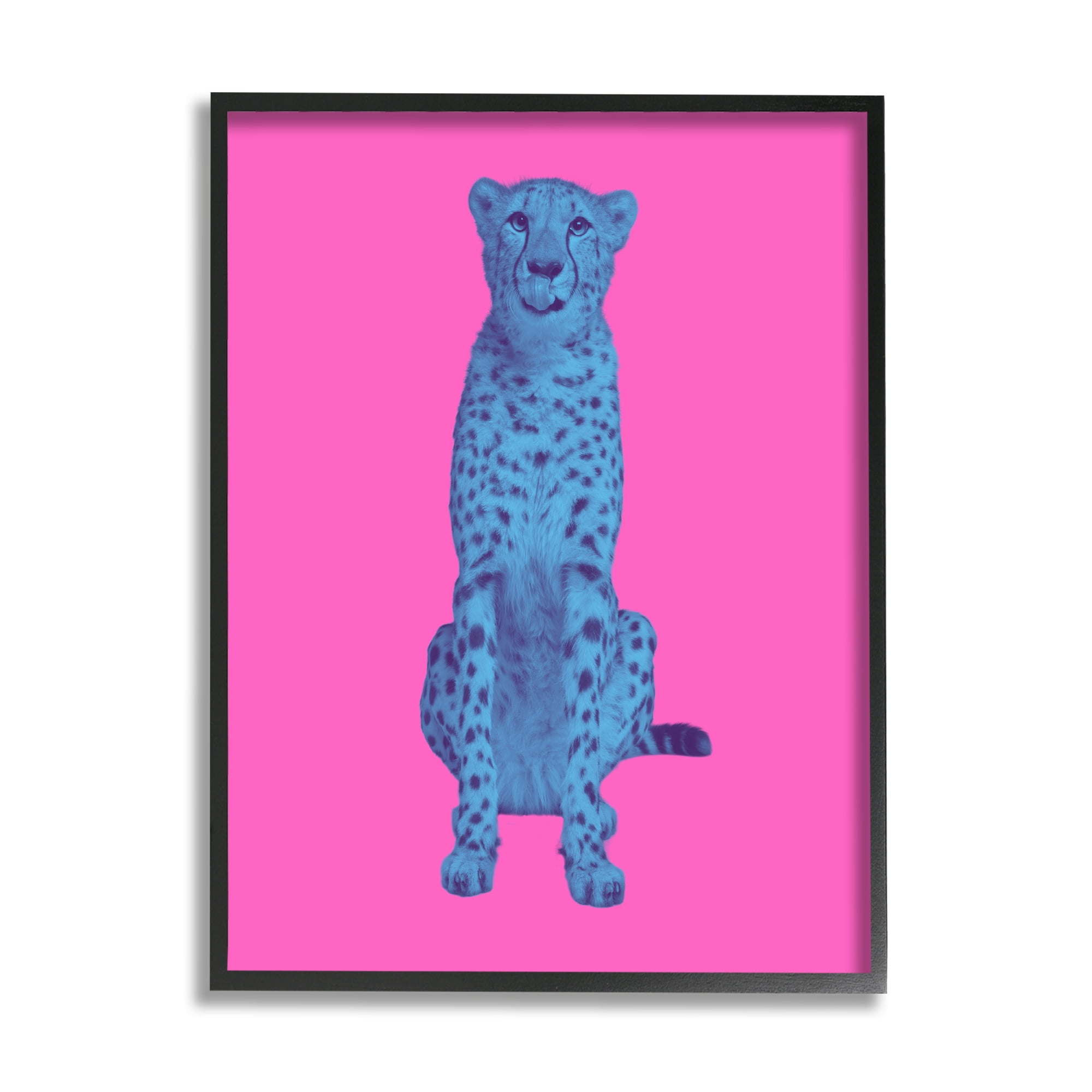 Stupell Industries Bold Leopard on Pink Animals & Insects Painting Black Framed Art Print Wall Art, 11 x 14