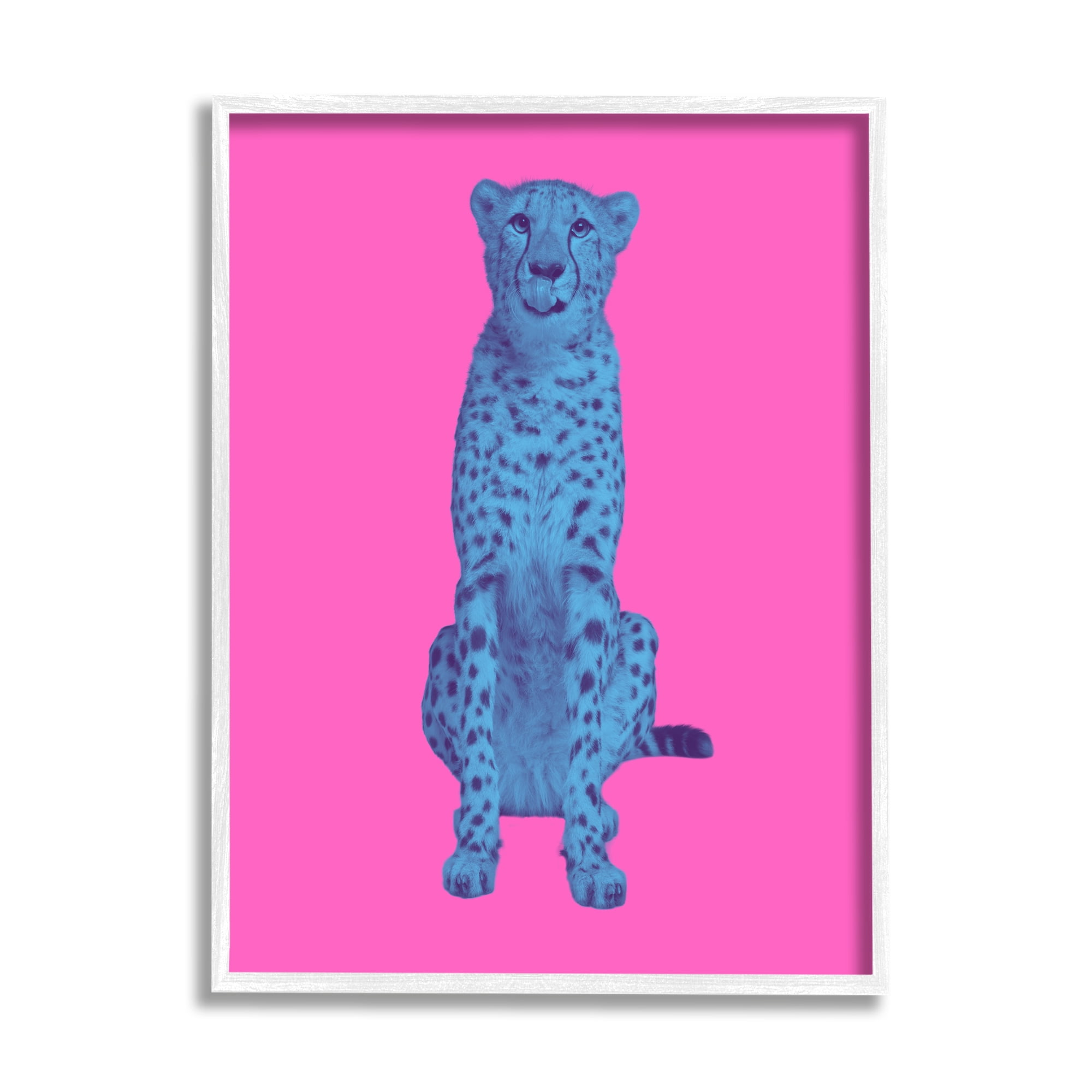 Stupell Industries Bold Leopard on Pink Animals & Insects Painting White Framed Art Print Wall Art, 16 x 20