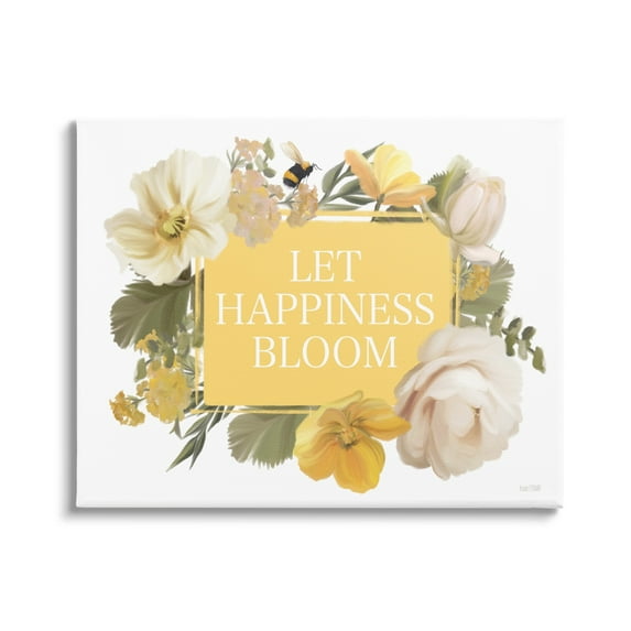 Stupell Industries Bold Let Happiness Bloom Yellow White Blushing Flowers, 30 x 24, Design by House Fenway