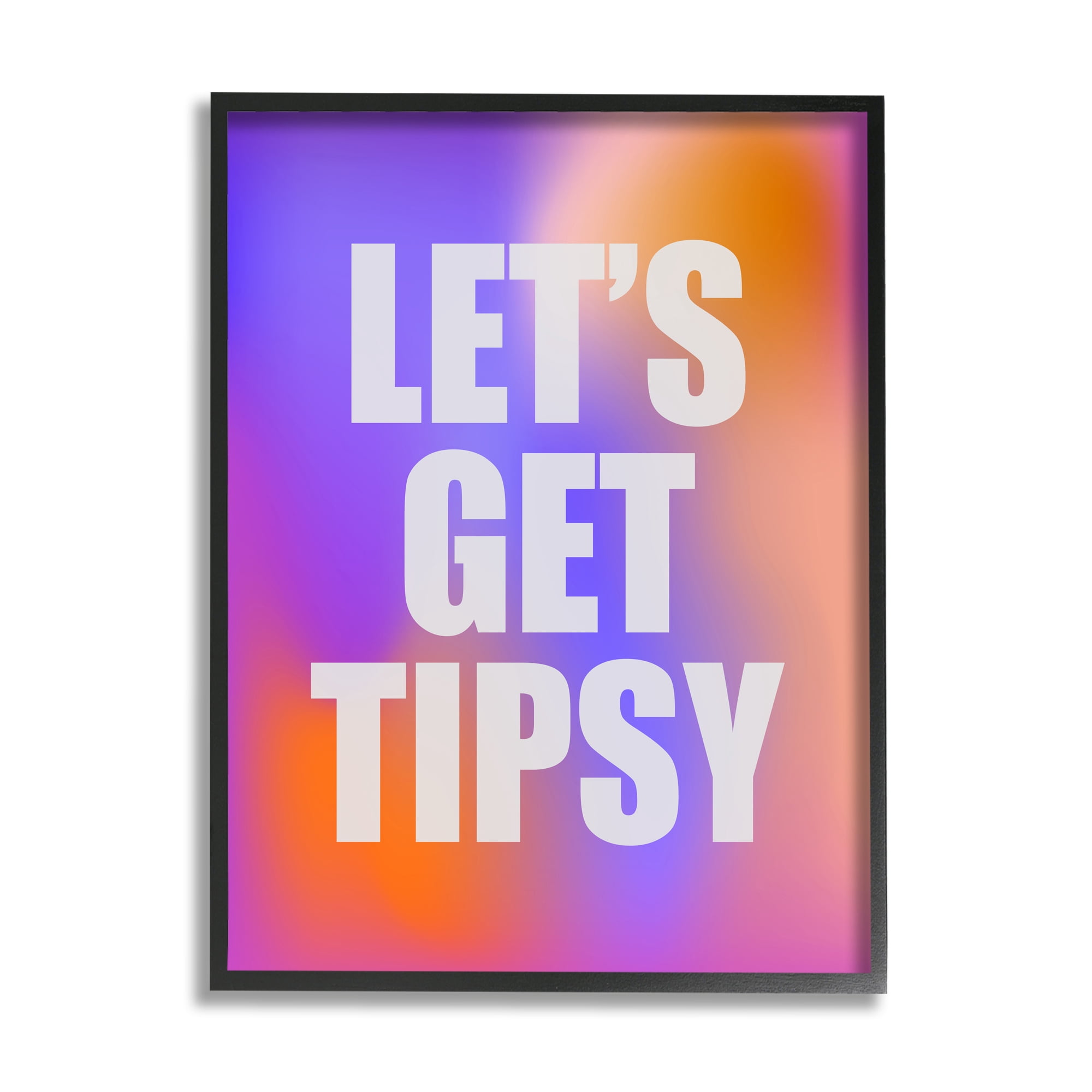 Stupell Industries Bold Let's Get Tipsy Inspirational Painting Black Framed Art Print Wall Art, 16 x 20
