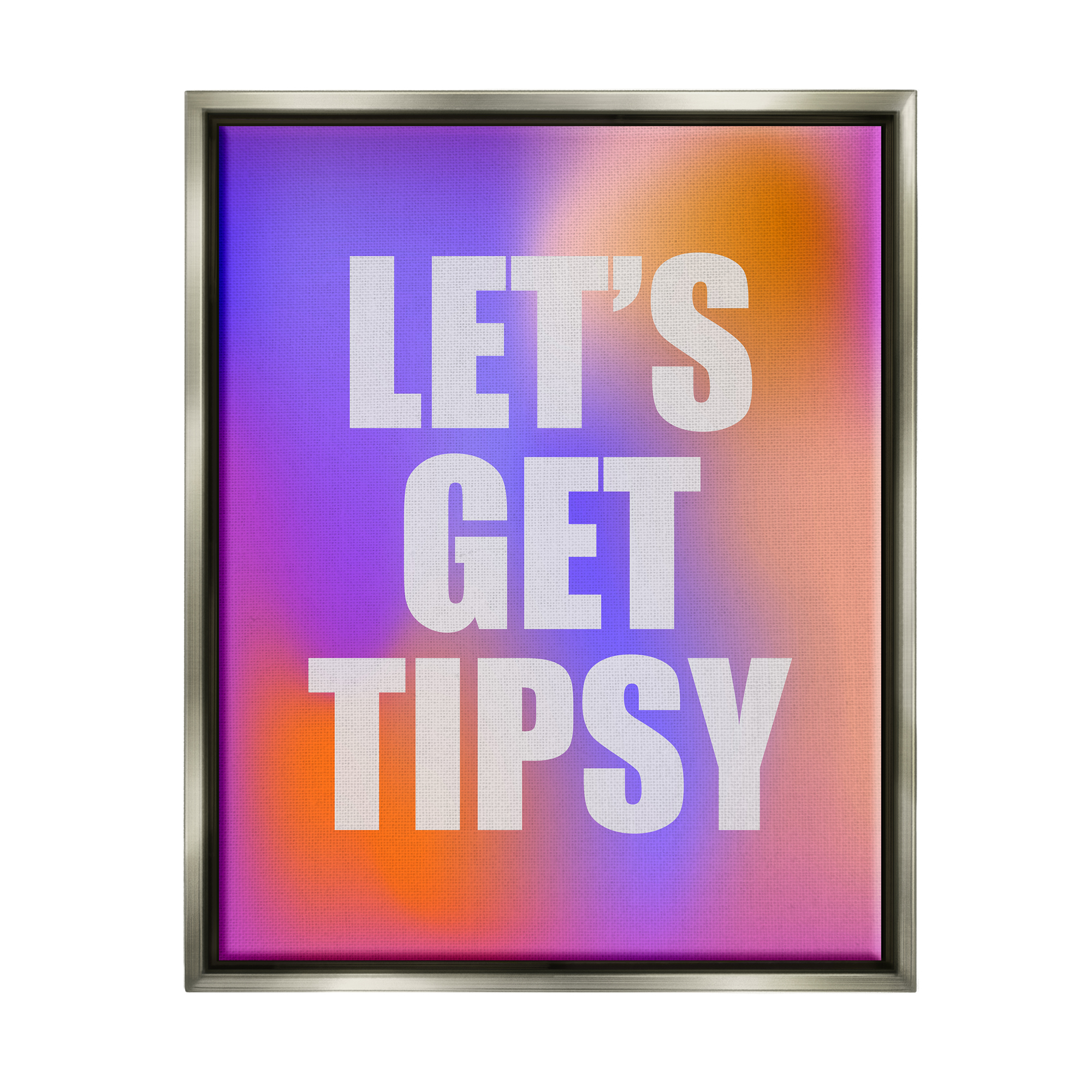 Stupell Industries Bold Let's Get Tipsy Inspirational Painting Gray Floater Framed Canvas Art Print Wall Art, 25 x 31