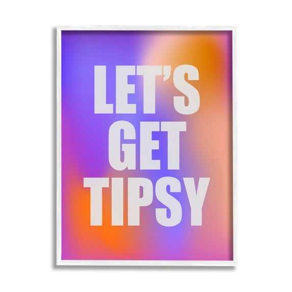 Stupell Industries Bold Let's Get Tipsy Inspirational Painting White Framed Art Print Wall Art, 11 x 14