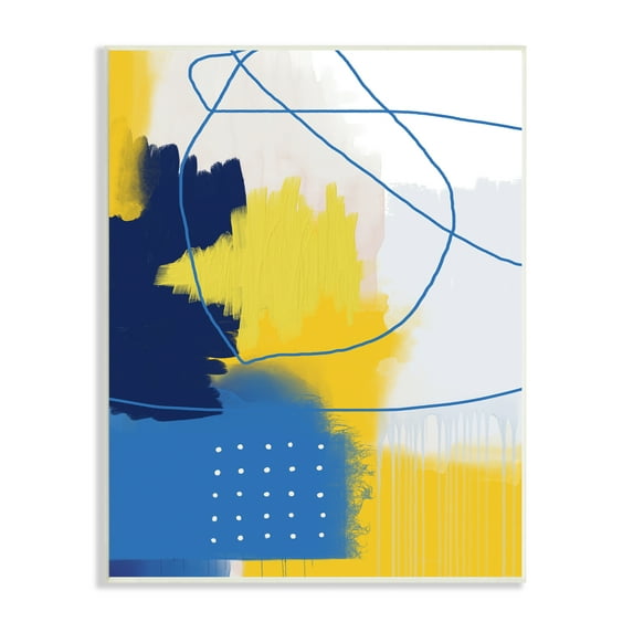 Stupell Industries Bold Lively Shapes Modern Blue Yellow Abstract Collage, 13 x 19, Design by Urban Epiphany