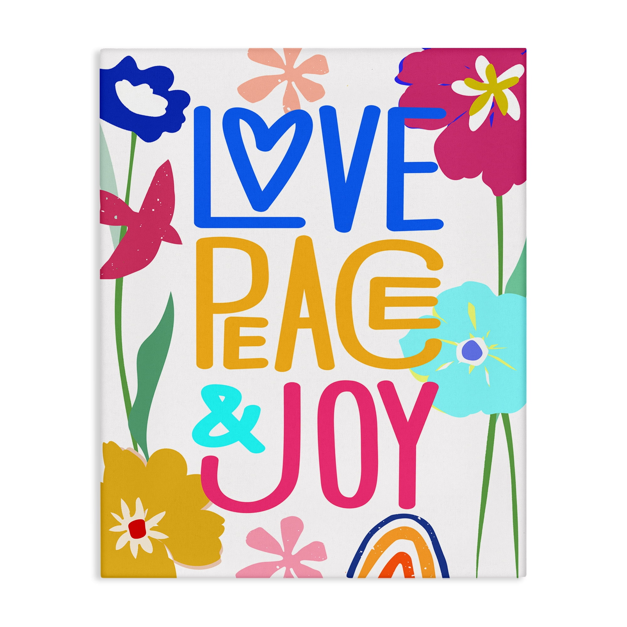 Stupell Industries Bold Love Peace Joy Plants & Flowers Painting Wrapped Canvas Art Print Wall Art, 36 x 48
