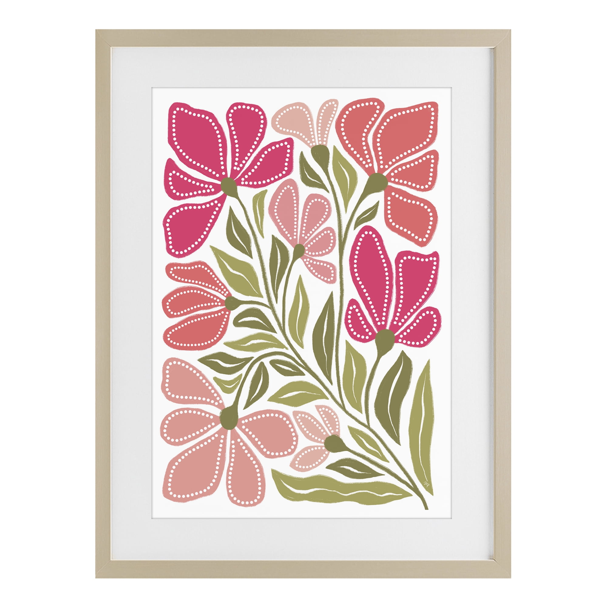 Stupell Industries Bold Midcentury Blooms Birch Framed Print Under Glass, design by Martina Pavlova