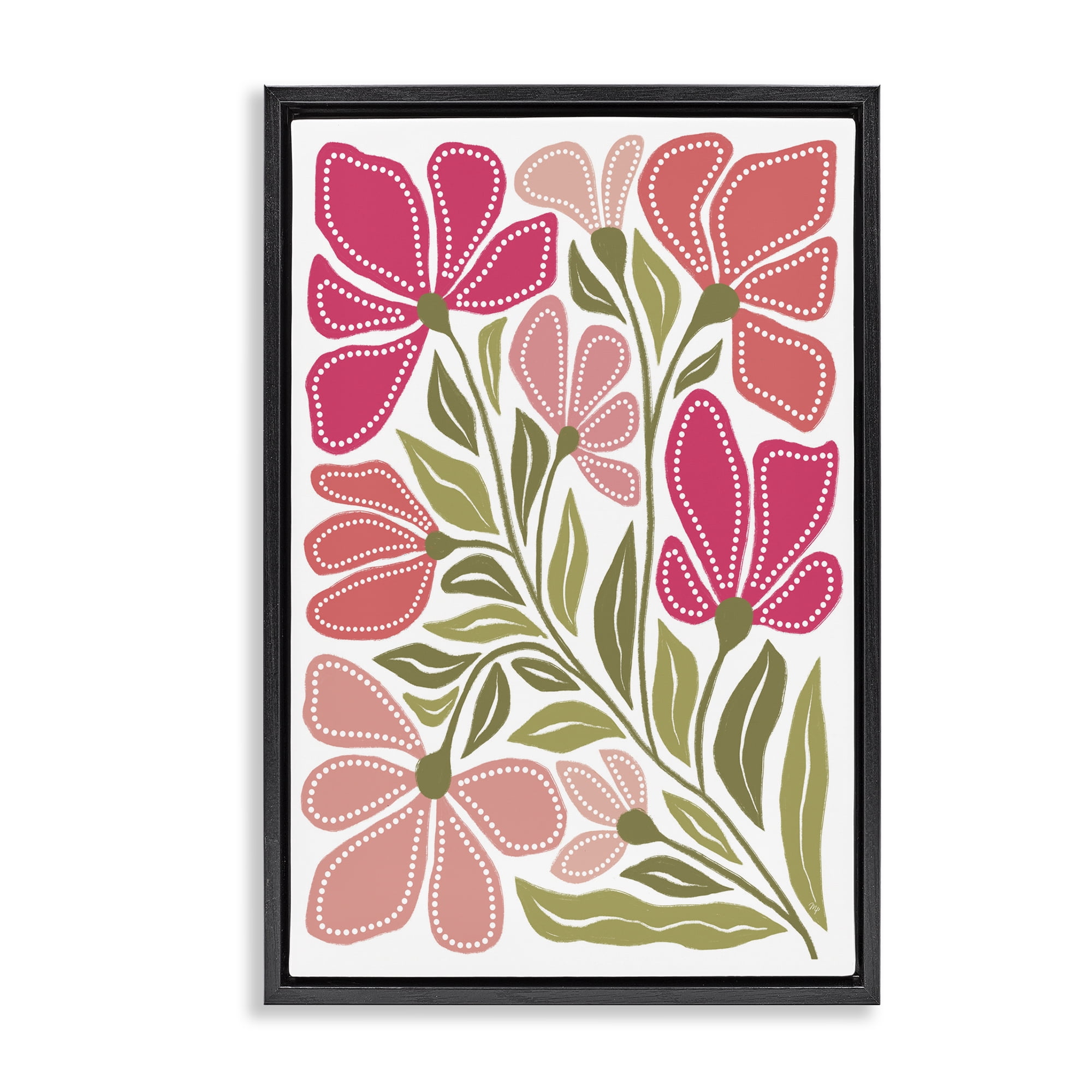 Stupell Industries Bold Midcentury Blooms Black Framed Floater Canvas Wall Art, design by Martina Pavlova