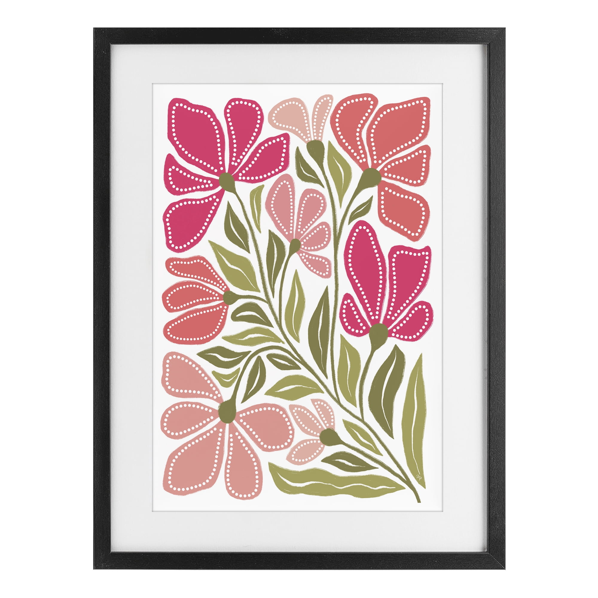 Stupell Industries Bold Midcentury Blooms Black Framed Print Under Glass, design by Martina Pavlova