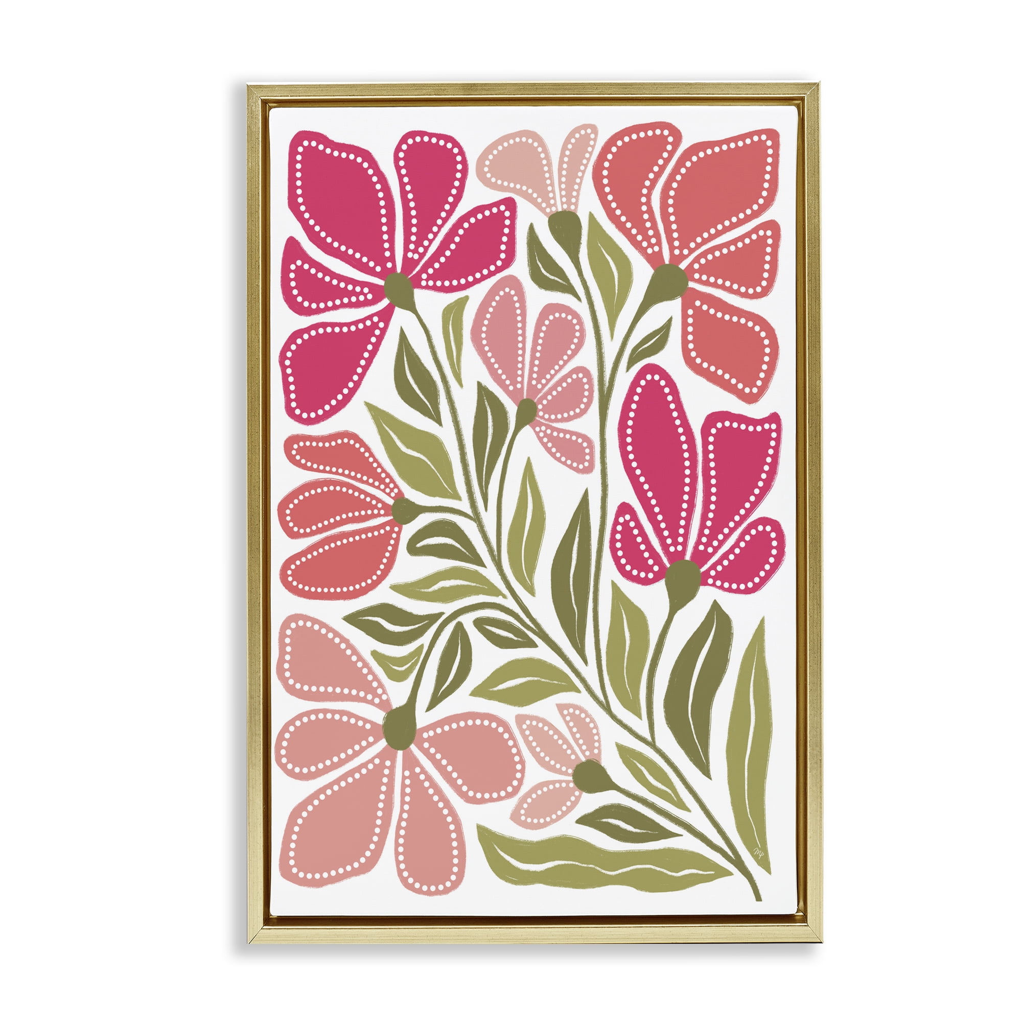 Stupell Industries Bold Midcentury Blooms Gold Framed Floater Canvas Wall Art, design by Martina Pavlova