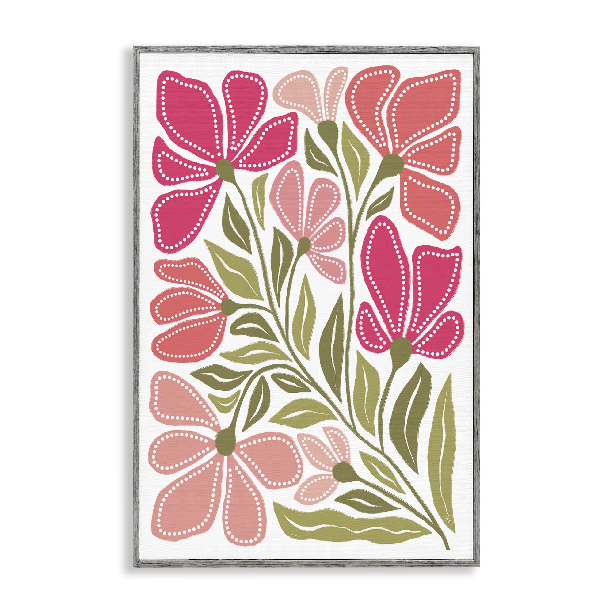 Stupell Industries Bold Midcentury Blooms Gray Framed Giclee Art, design by Martina Pavlova