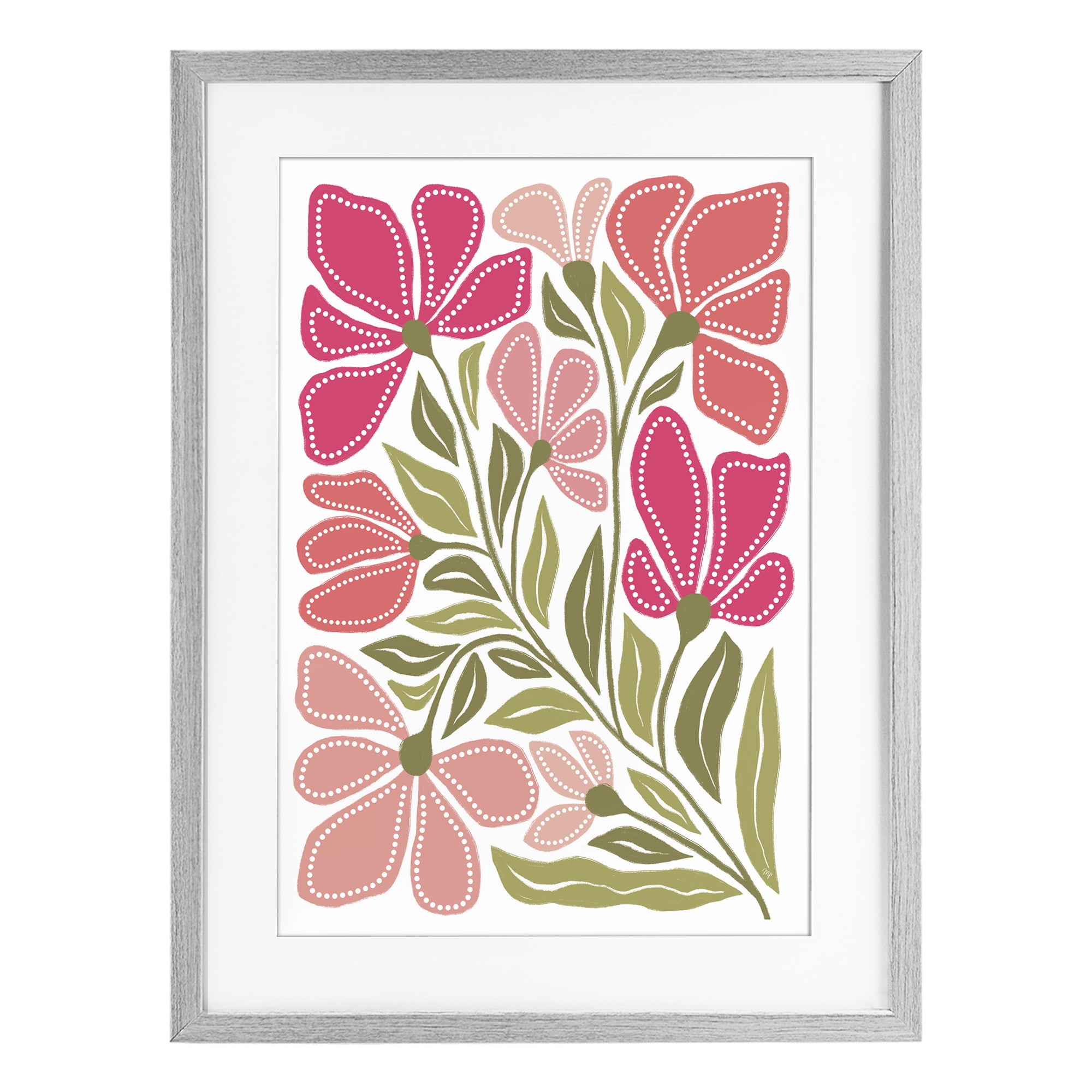 Stupell Industries Bold Midcentury Blooms Gray Framed Print Under Glass, design by Martina Pavlova