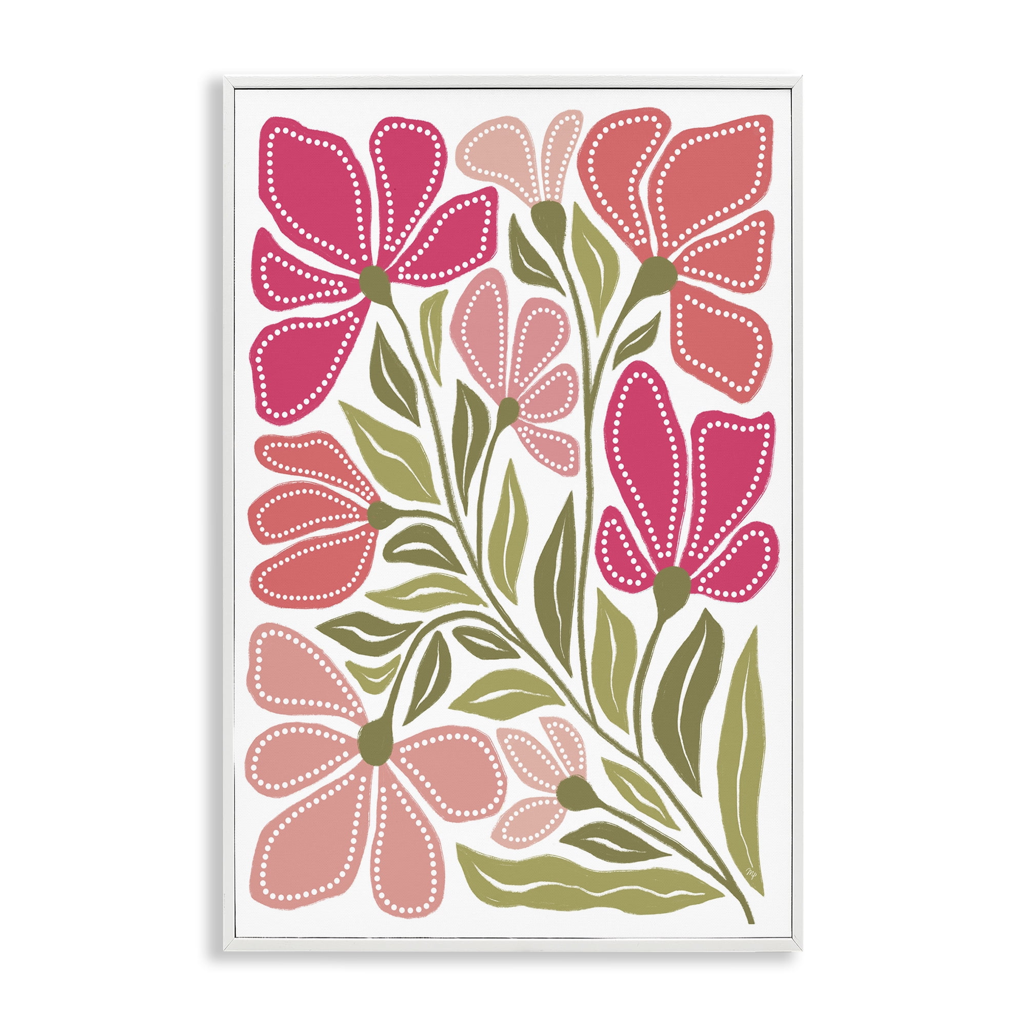 Stupell Industries Bold Midcentury Blooms White Framed Giclee Art, design by Martina Pavlova