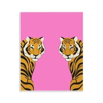 Stupell Industries Bold Mirrored Tigers on Pink Animals Painting Unframed Art Print Wall Art, 11 x 14
