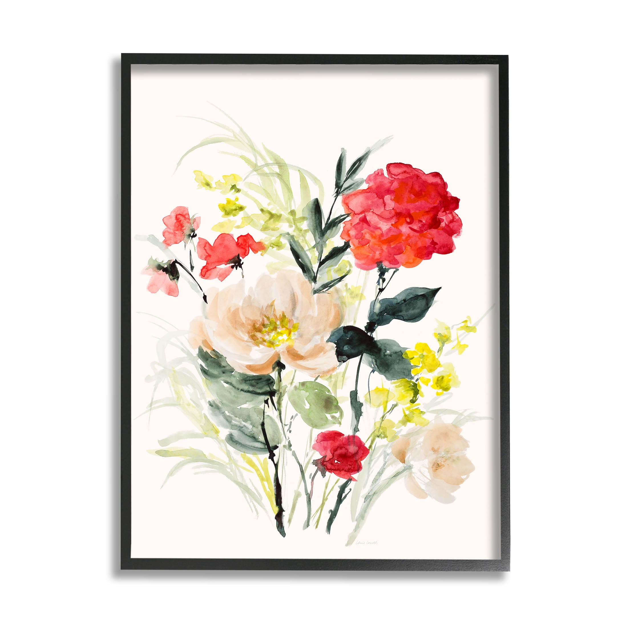 Stupell Industries Bold Mixed Flower Arrangement Graphic Art Black Framed Art Print Wall Art, Design by Lanie Loreth