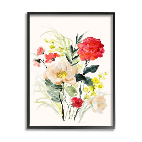 Stupell Industries Bold Mixed Flower Arrangement Graphic Art Black Framed Art Print Wall Art, Design by Lanie Loreth