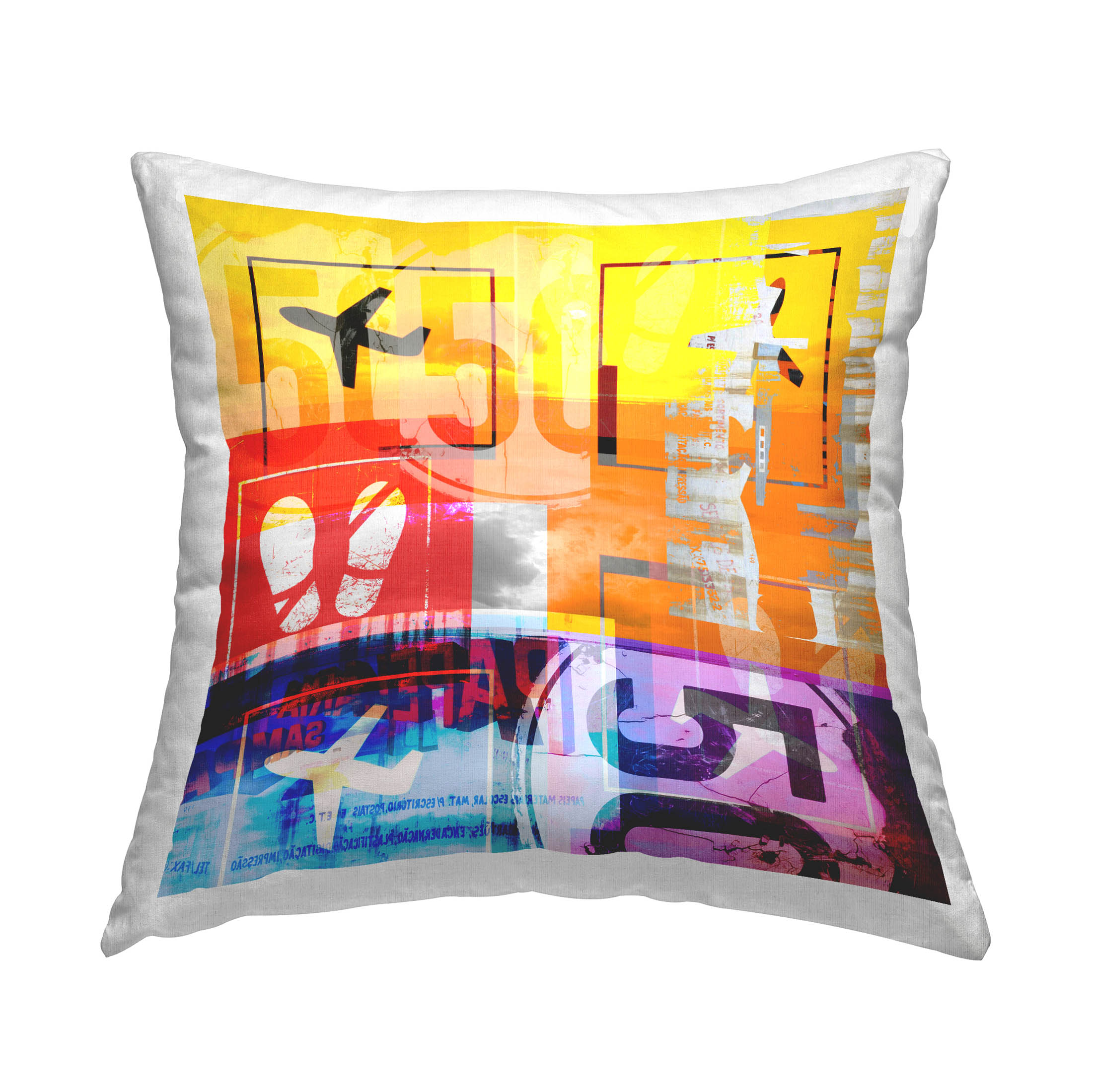 Stupell Industries Bold Modern Airplane Collage Printed Throw Pillow Design by Jan Weiss