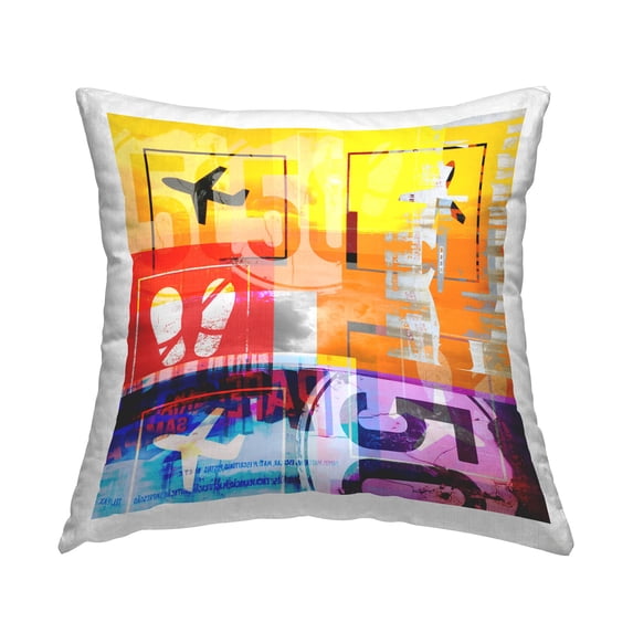 Stupell Industries Bold Modern Airplane Collage Printed Throw Pillow Design by Jan Weiss