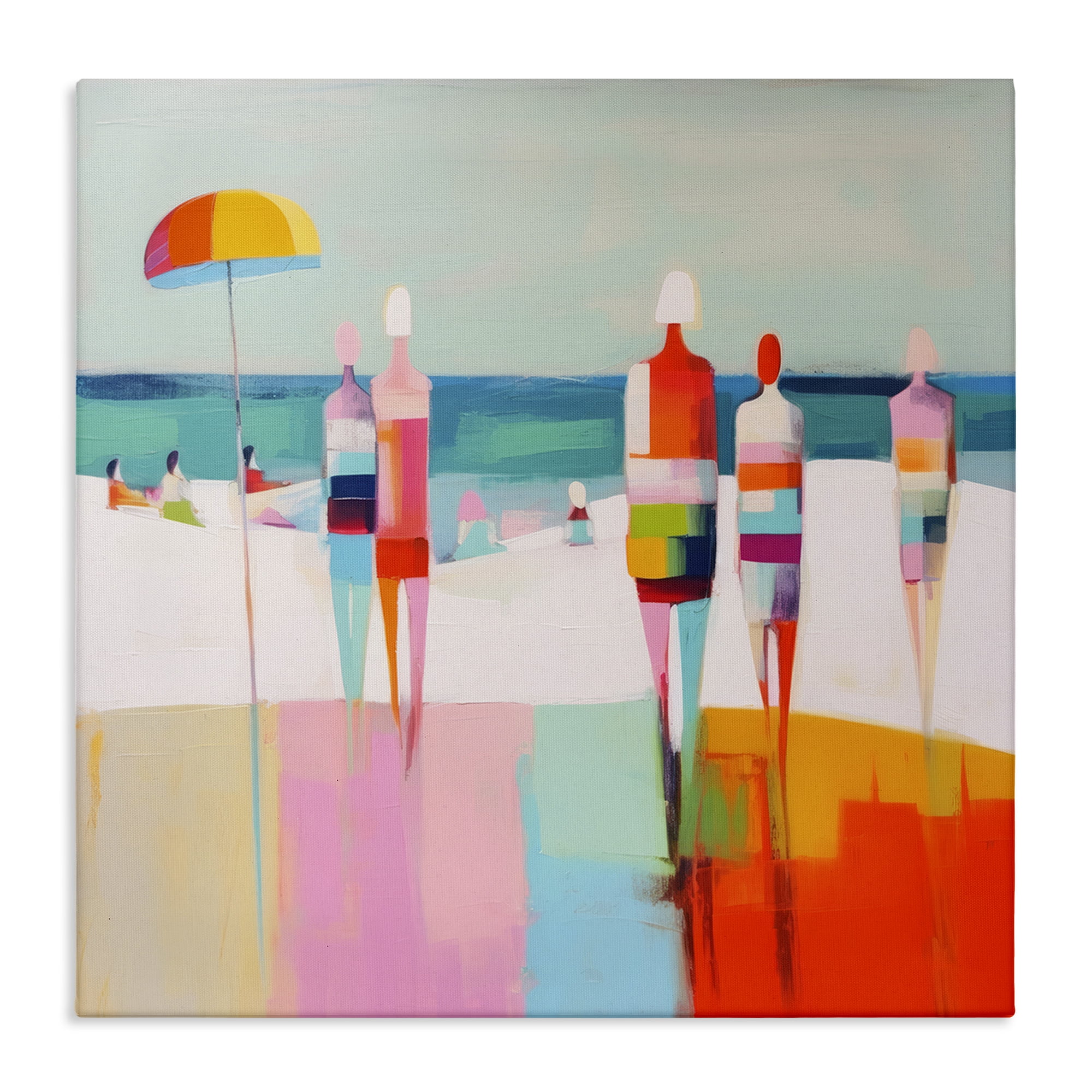 Stupell Industries Bold Modern Beachgoers Novelty Painting Gallery Wrapped Canvas Art Print Wall Art, 24 x 24
